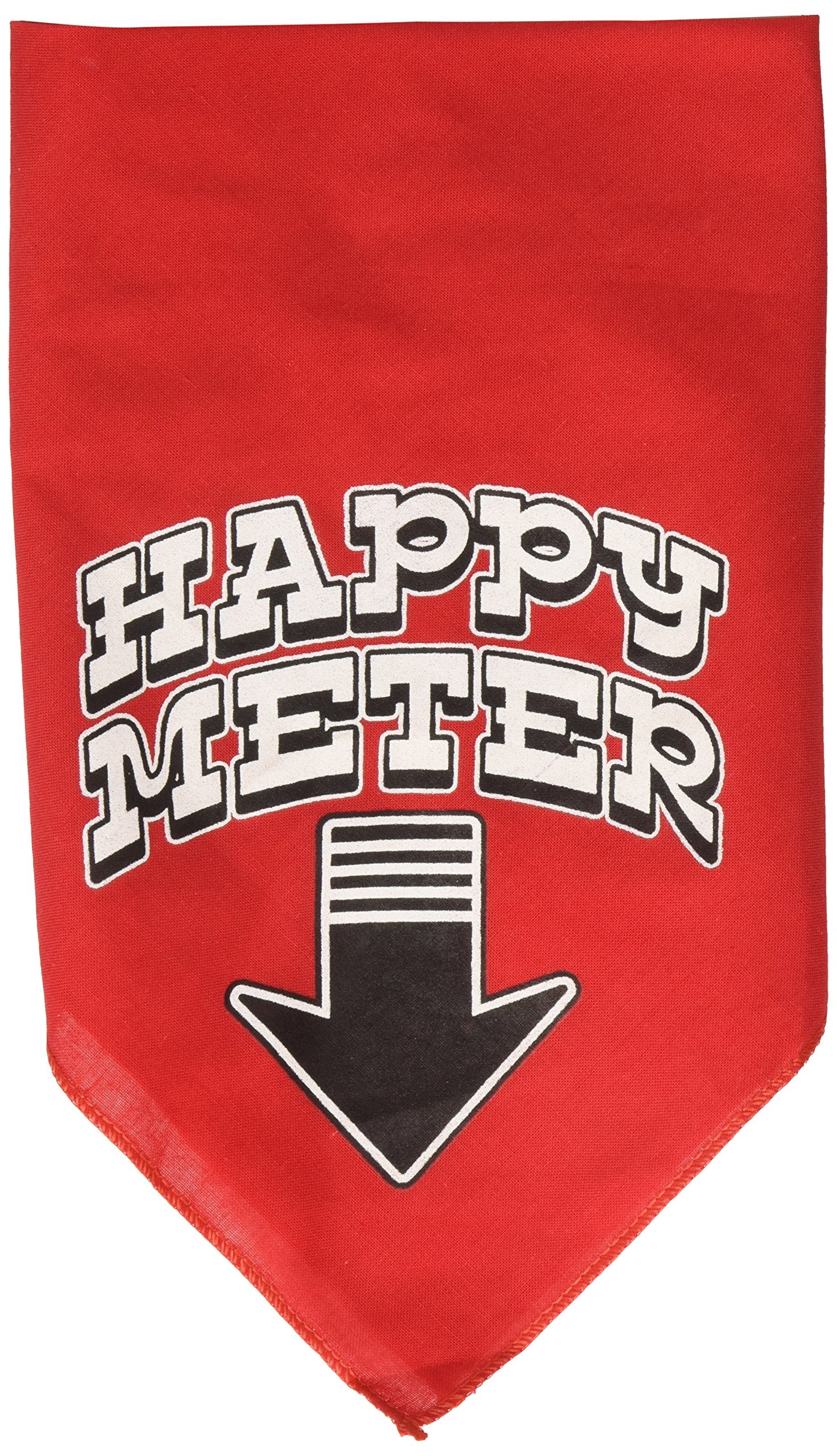 Pet and Dog Bandana Screen Printed, &quot;Happy Meter&quot; Red Small