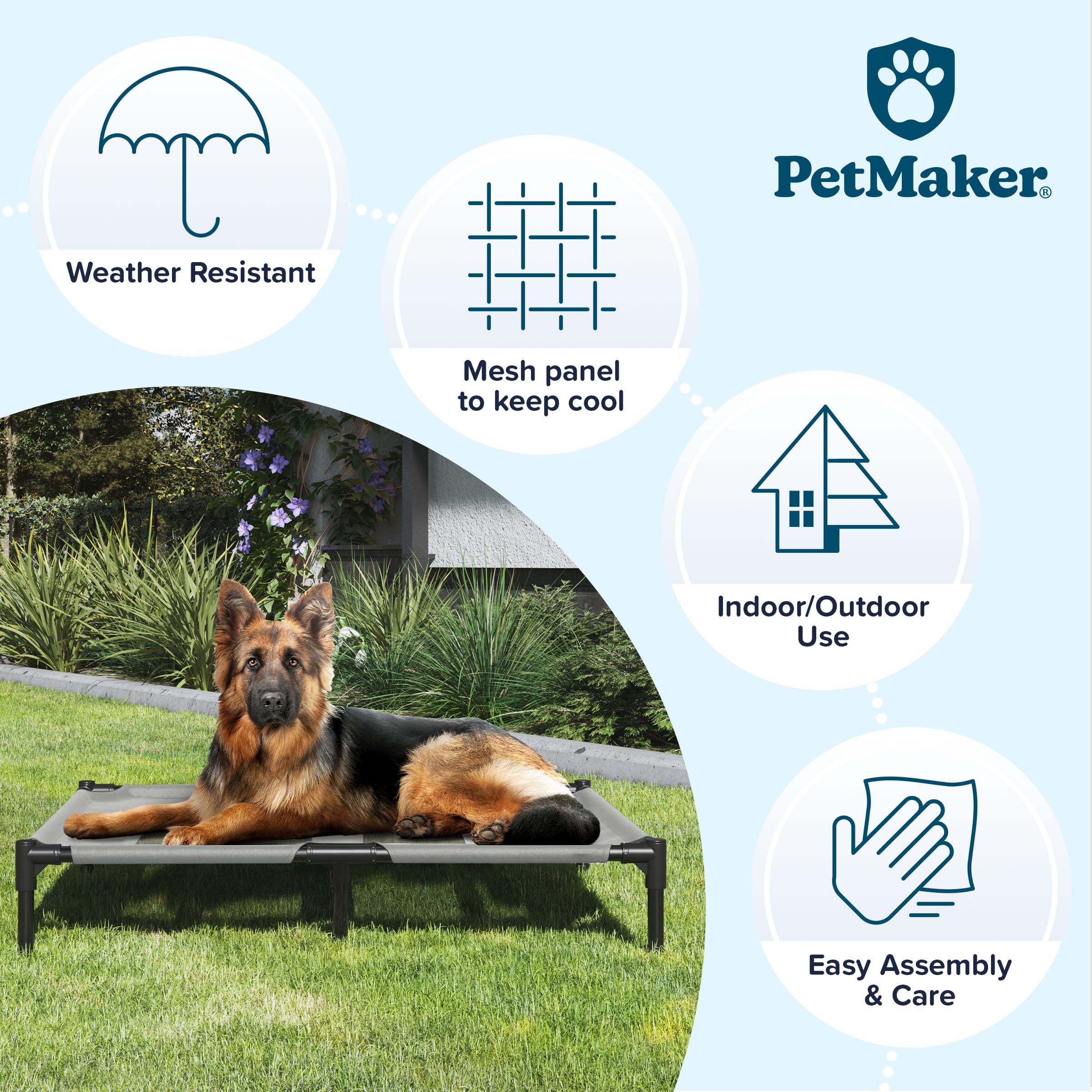 Elevated Dog Bed - 36X29.75-Inch Portable Pet Bed With Non-Slip Feet - Indoor/Outdoor Dog Cot Or Puppy Mattress For Pets Up To 8