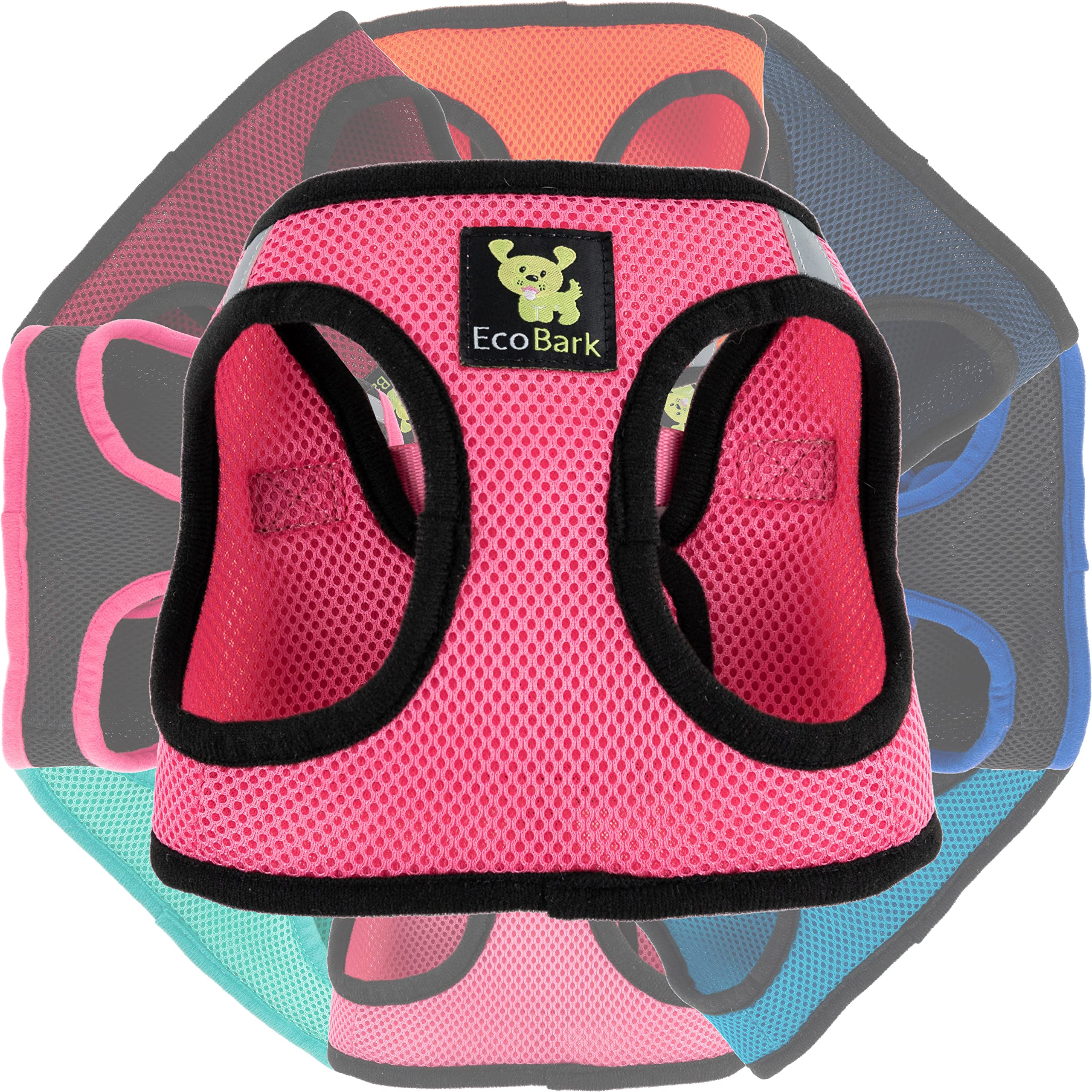 Ecobark Step In Dog Harness - Eco-Friendly Small & Medium Breed Dog Harnesses - Reflective And Adjustable Mini Body Halter Vest - Soft Mesh Toy Breed Harness (Bubblegum Pink, Medium)