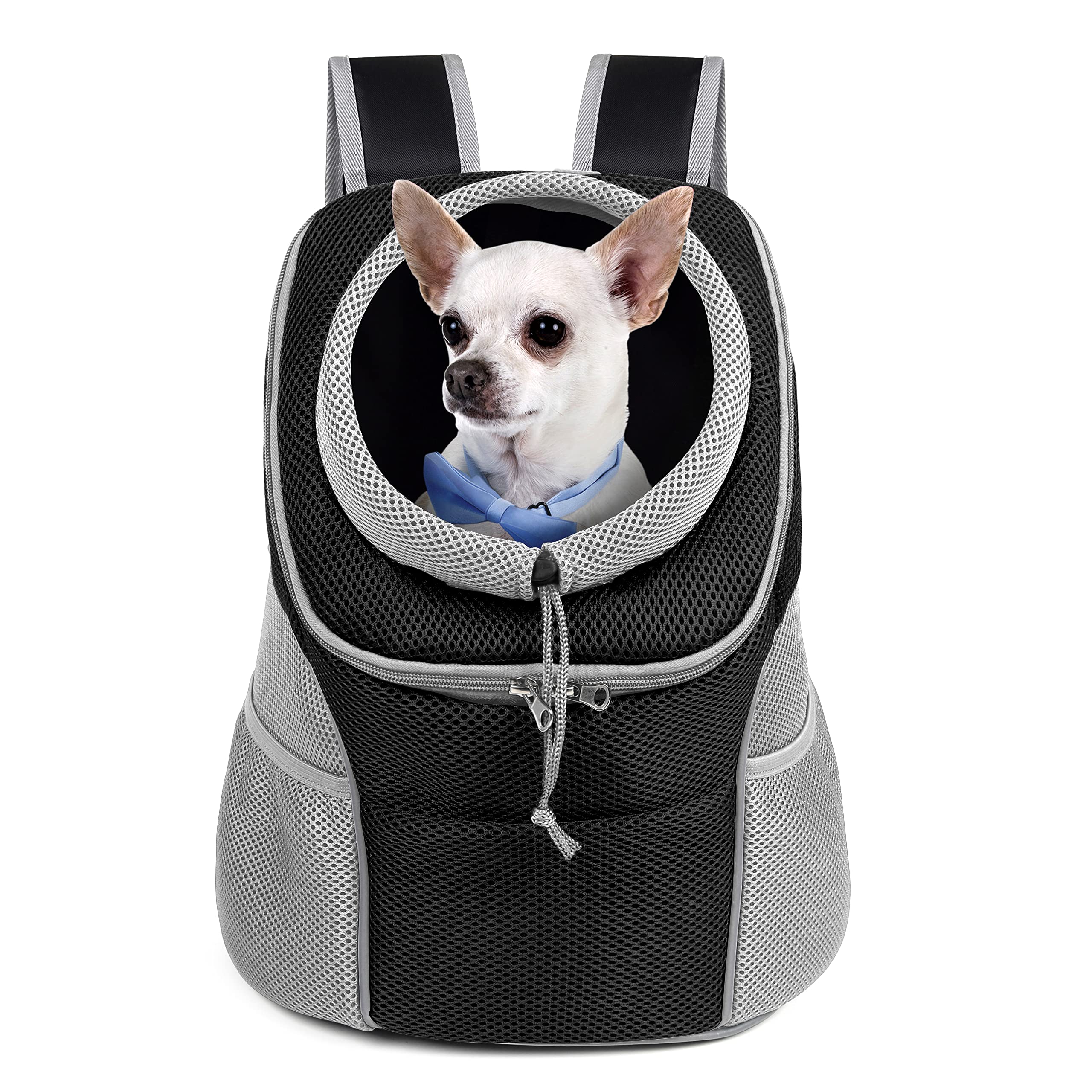 Woyyho Pet Dog Carrier Backpack Side Storage Pockets Dog Backpack Carrier Adjustable Straps Dog Head-Out Backpacks Puppy Front A
