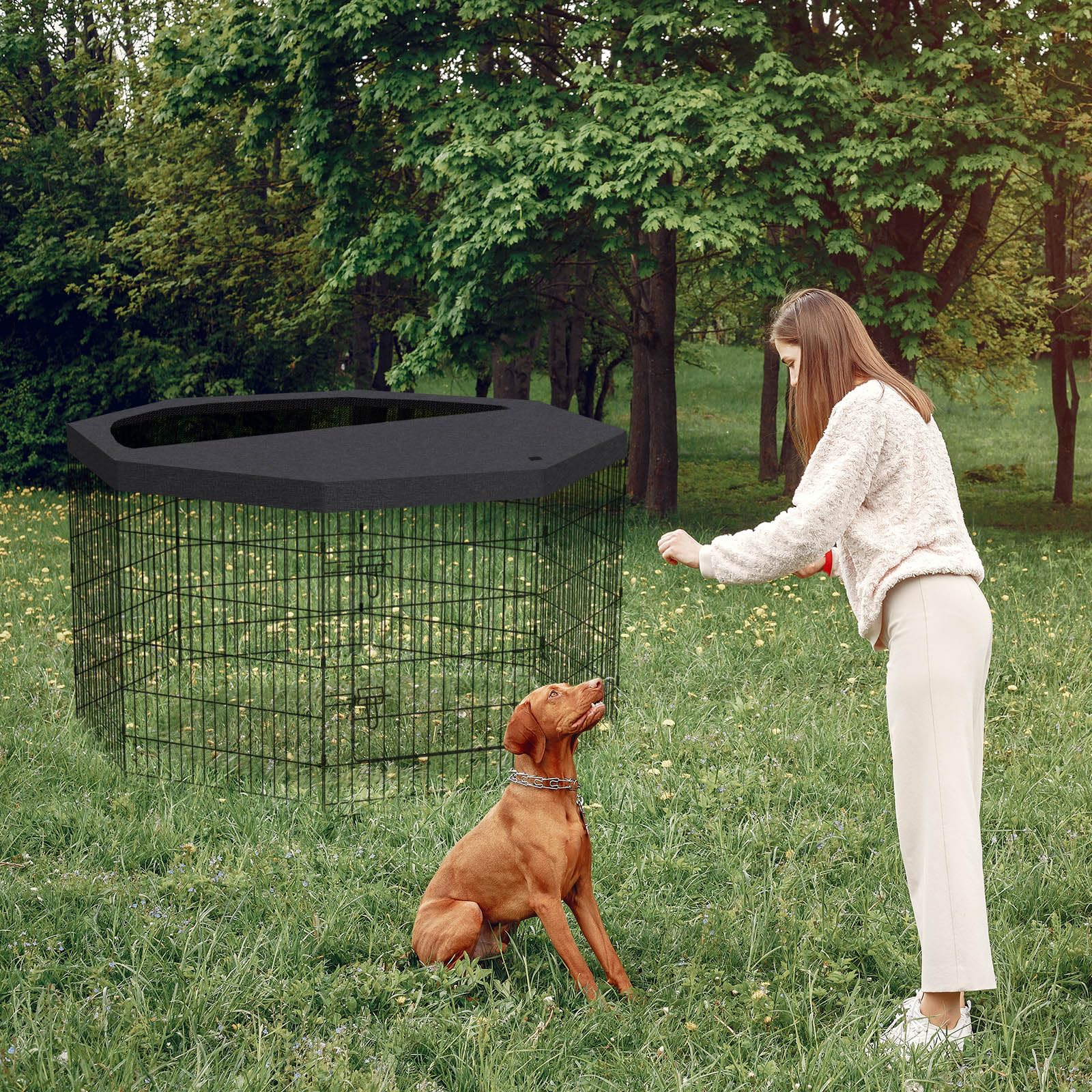 Pet Playpen Dog Fence Foldable Metal Dog Pen Wire Exercise Puppy Play Yard Pet Enclosure Indoor Outdoor 8 Panels 36 Inch With Bo
