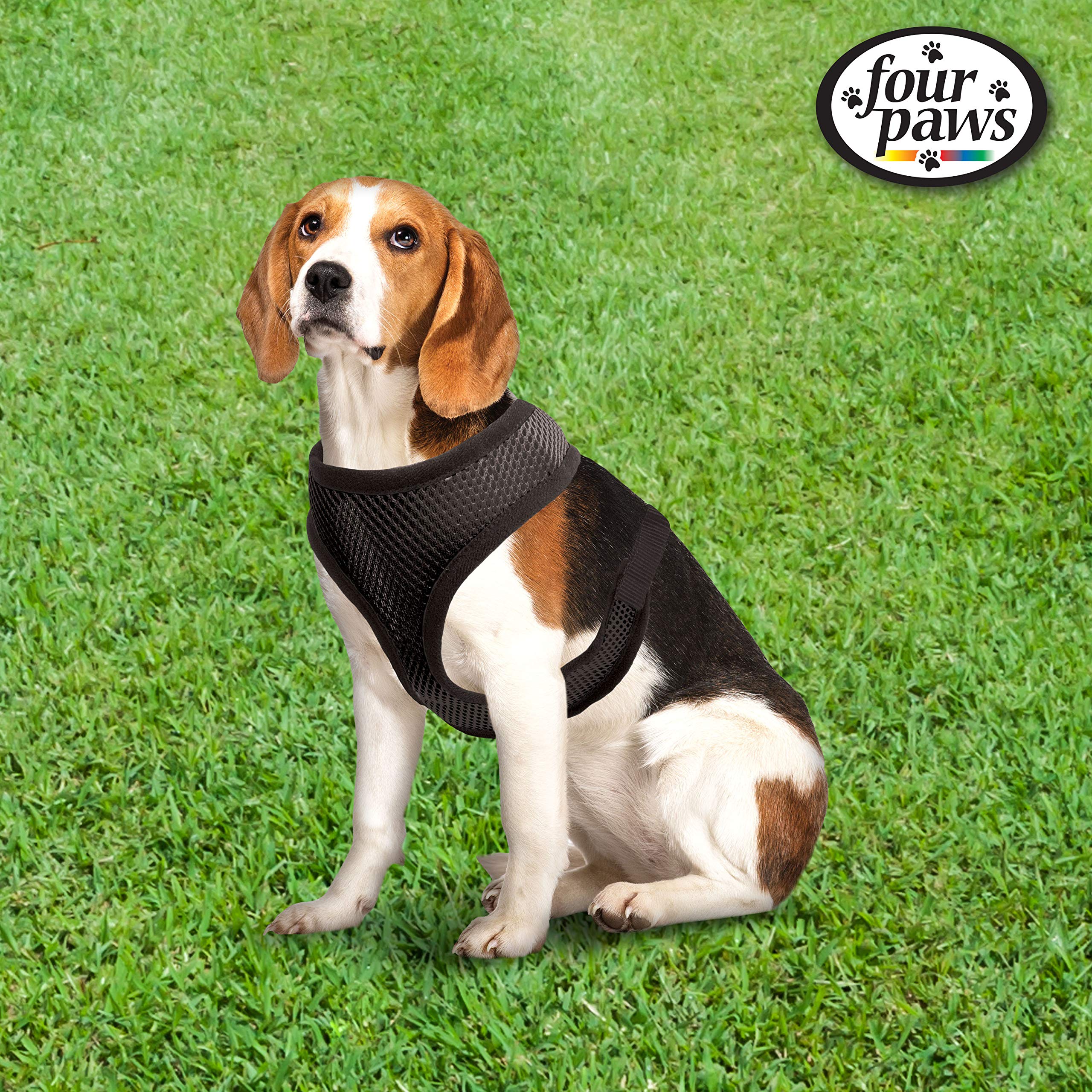 Four Paws No-Pull Dog Harness, Adjustable Soft Padded Air Mesh Vest, Medium, Black, Model 100203705