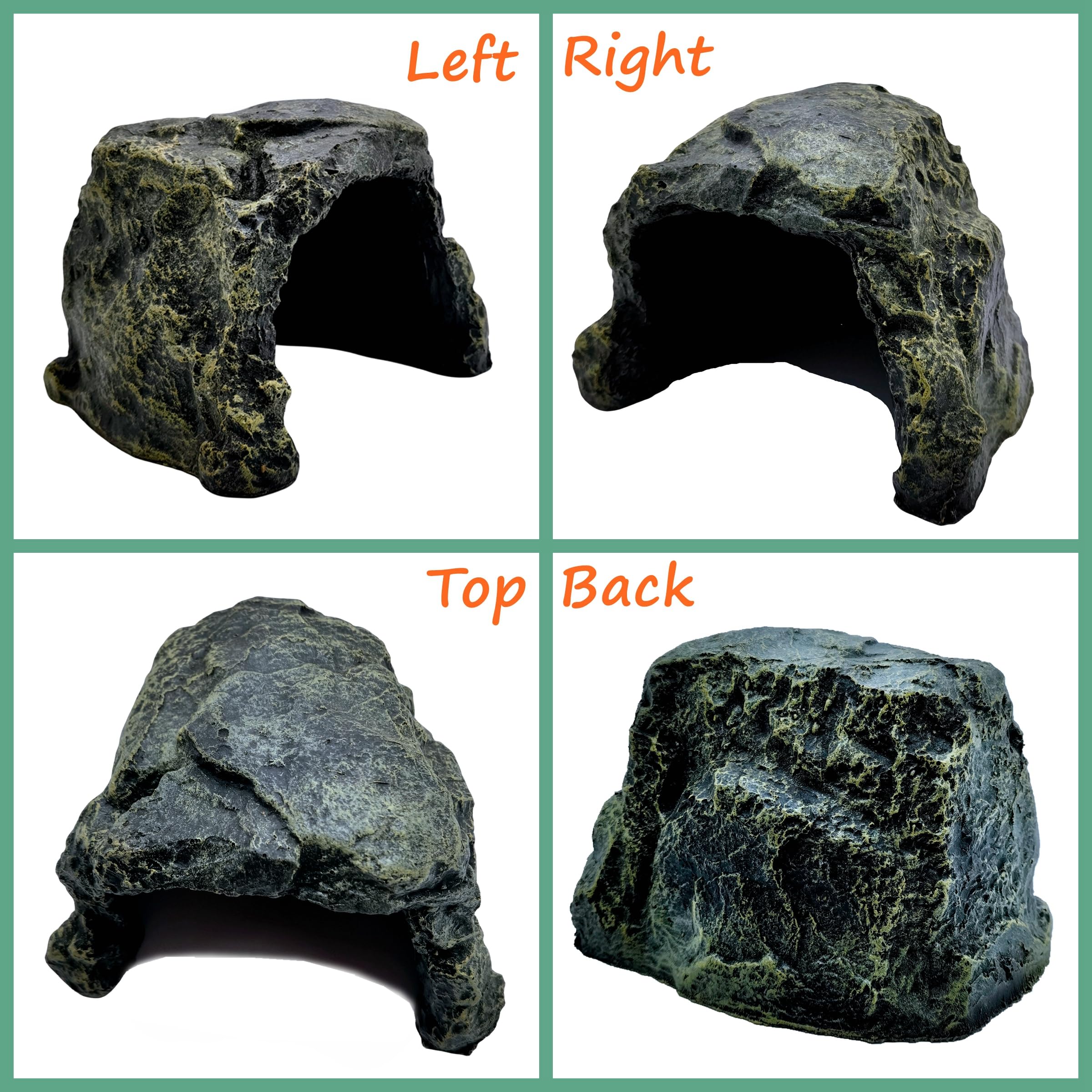 M2cbridge Reptile Hideout Cave Resin Rock Hides Terrarium Habitat Decor Lizard,Turtles,Geckos,Frogs,Fishes (Rock)