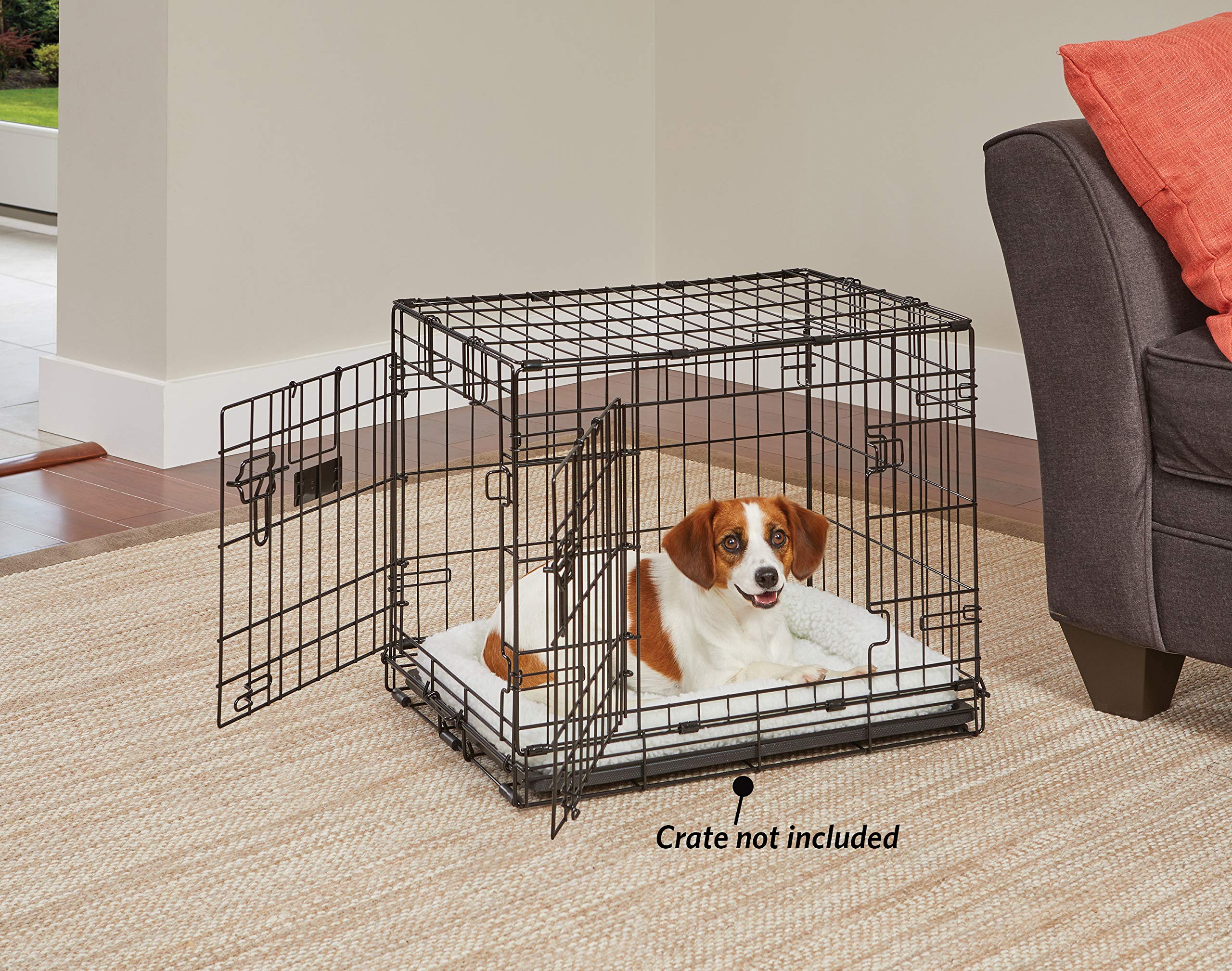 Midwest Homes For Pets Bolster Fleece Pet Bed For Dog And Cats 24L-Inch White W/ Comfortable Bolster | Ideal For Small Dog Breeds & Fits A 24-Inch Dog Crate | Machine Wash & Dry | 1-Year Warranty