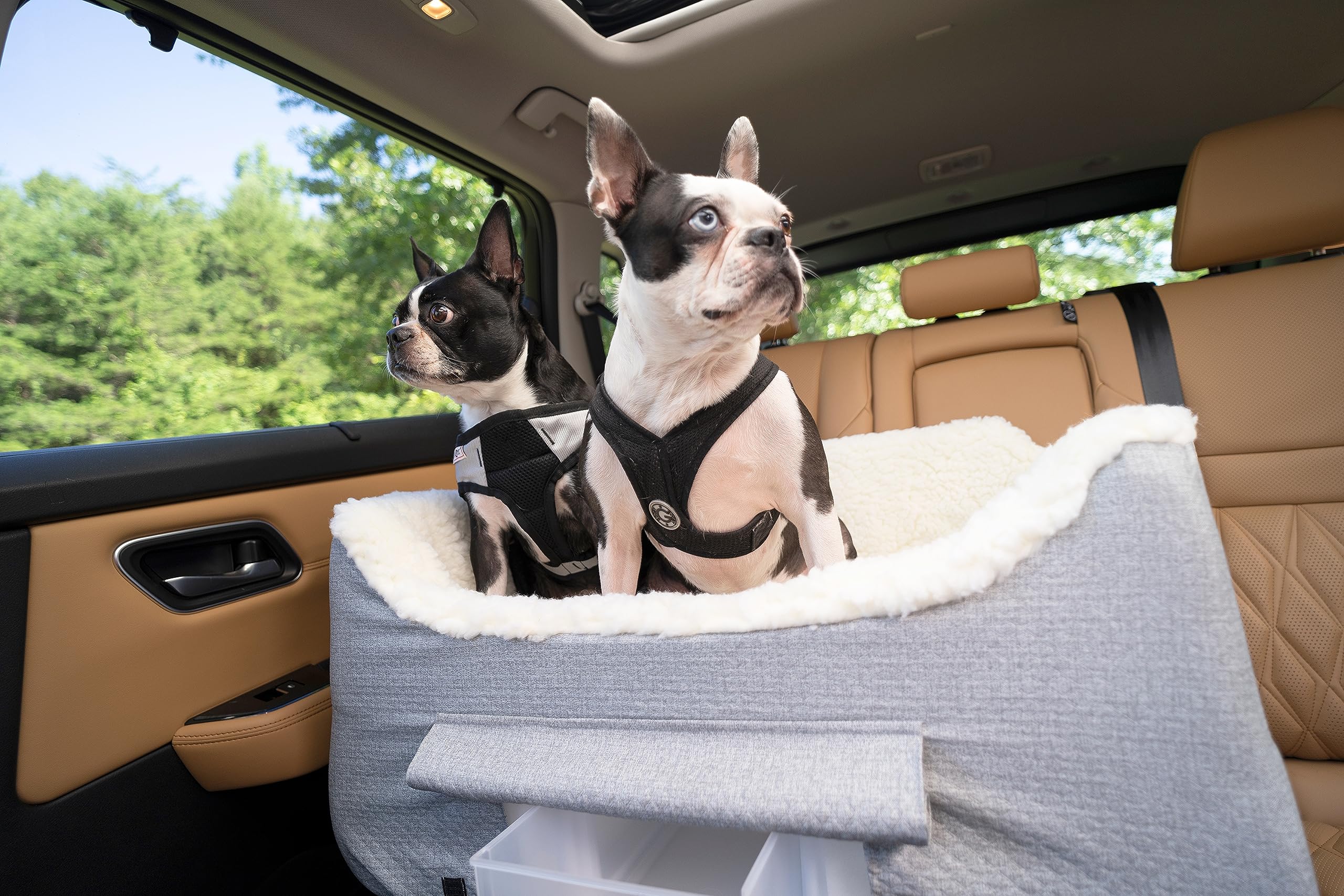 Snoozer Dog Car Seat with Storage Tray: Lookout II Dog Booster Car Seat Medium Sized Dog, Size: Large, Fabric: Stone Diamond, Pe