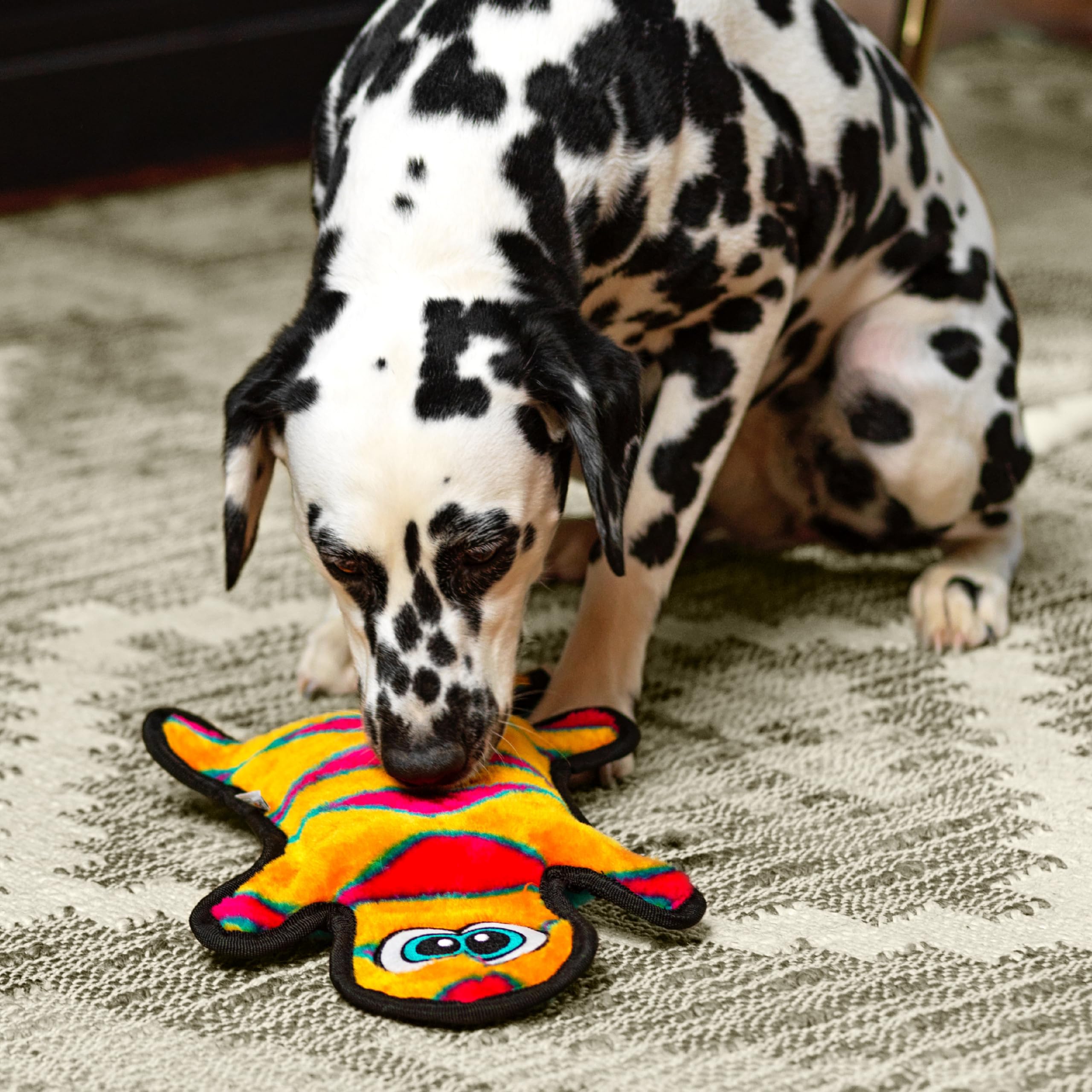Outward Hound Durablez Tough Plush Squeaky Dog Toy, Gecko, Orange, Large