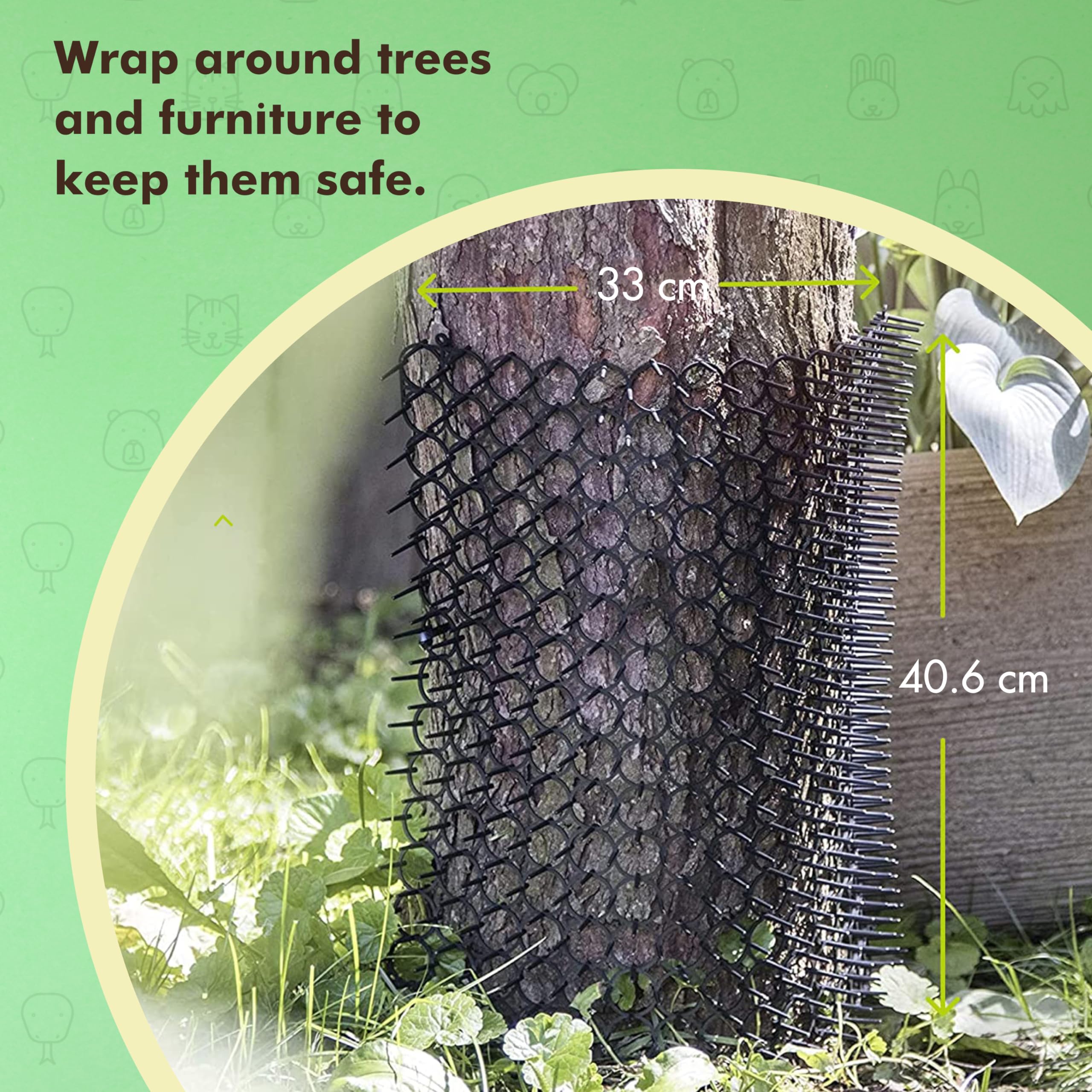 Homarden Cat Scat Mat 10-Piece Set - 16x13in Anti-Dig Spike Mat for Indoor/Outdoor Use - Black Cat Barrier Solution