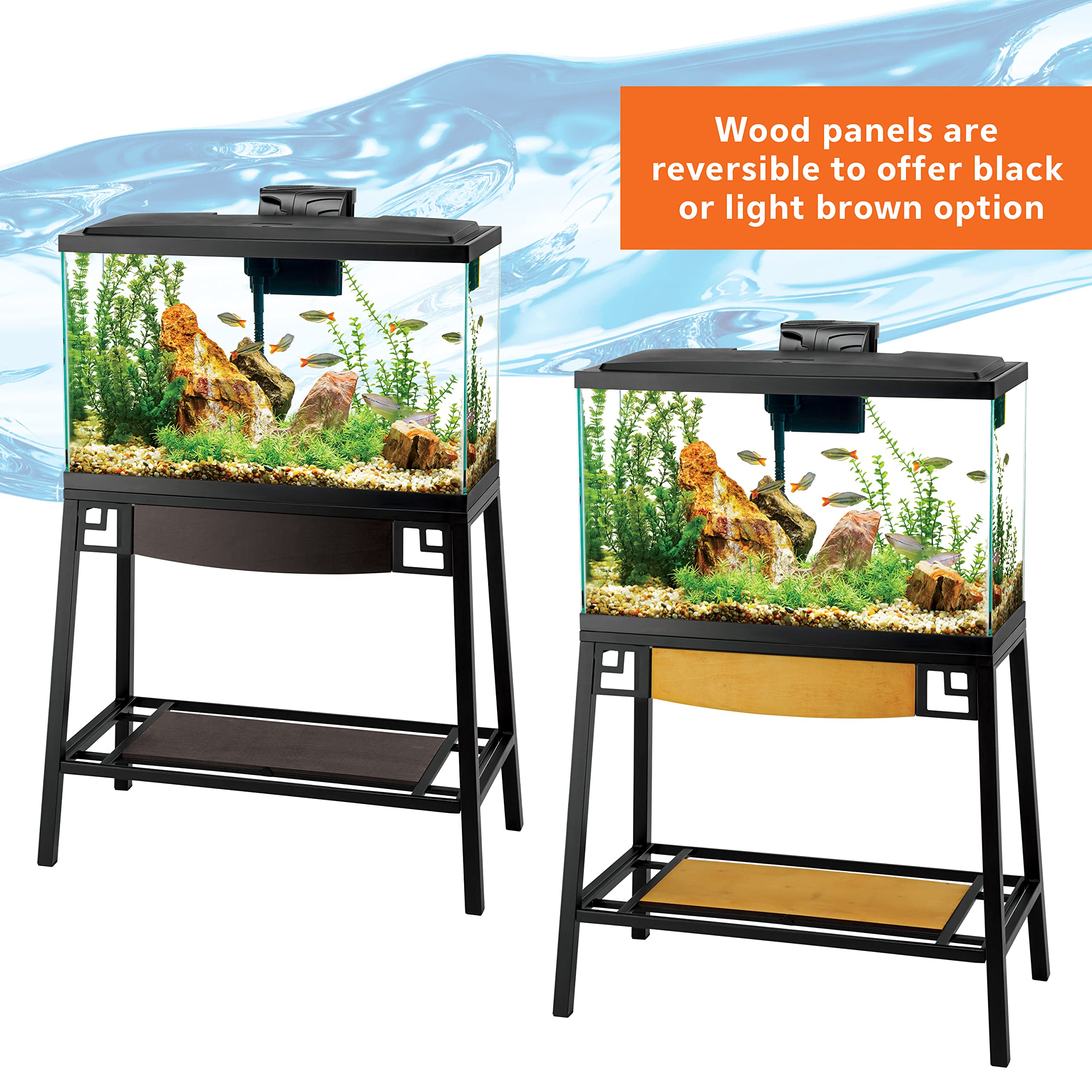 Aqueon Metal 20 Gallon Long/29 Gallon High Fish Tank Aquarium Stand, 30' L X 12' W X 28.25' H