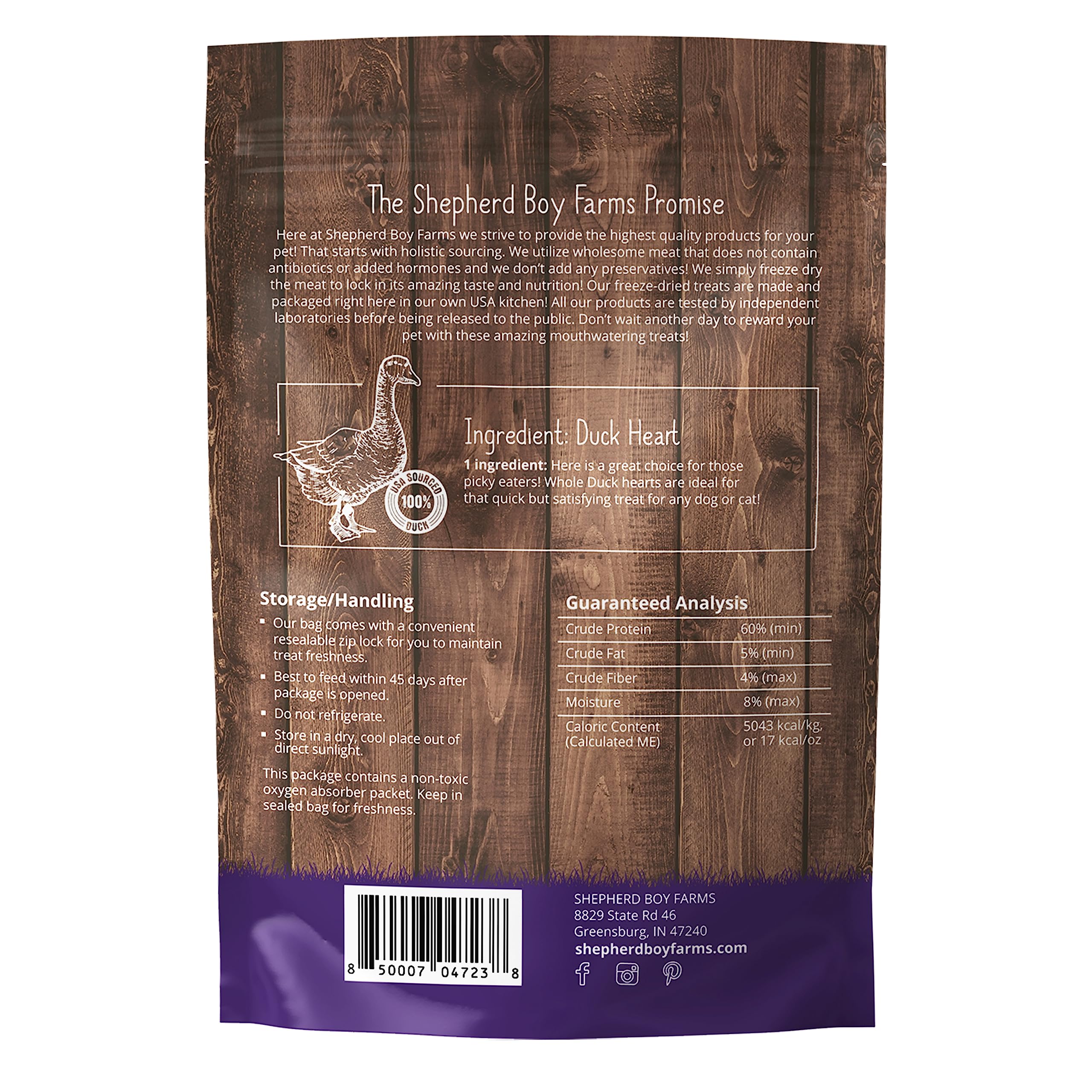 Shepherd Boy Farms Freeze Dried Dog and Cat Treats, Duck Heart, All Natural Freeze-Dried Dog Treat & Snack, Made in USA, High in