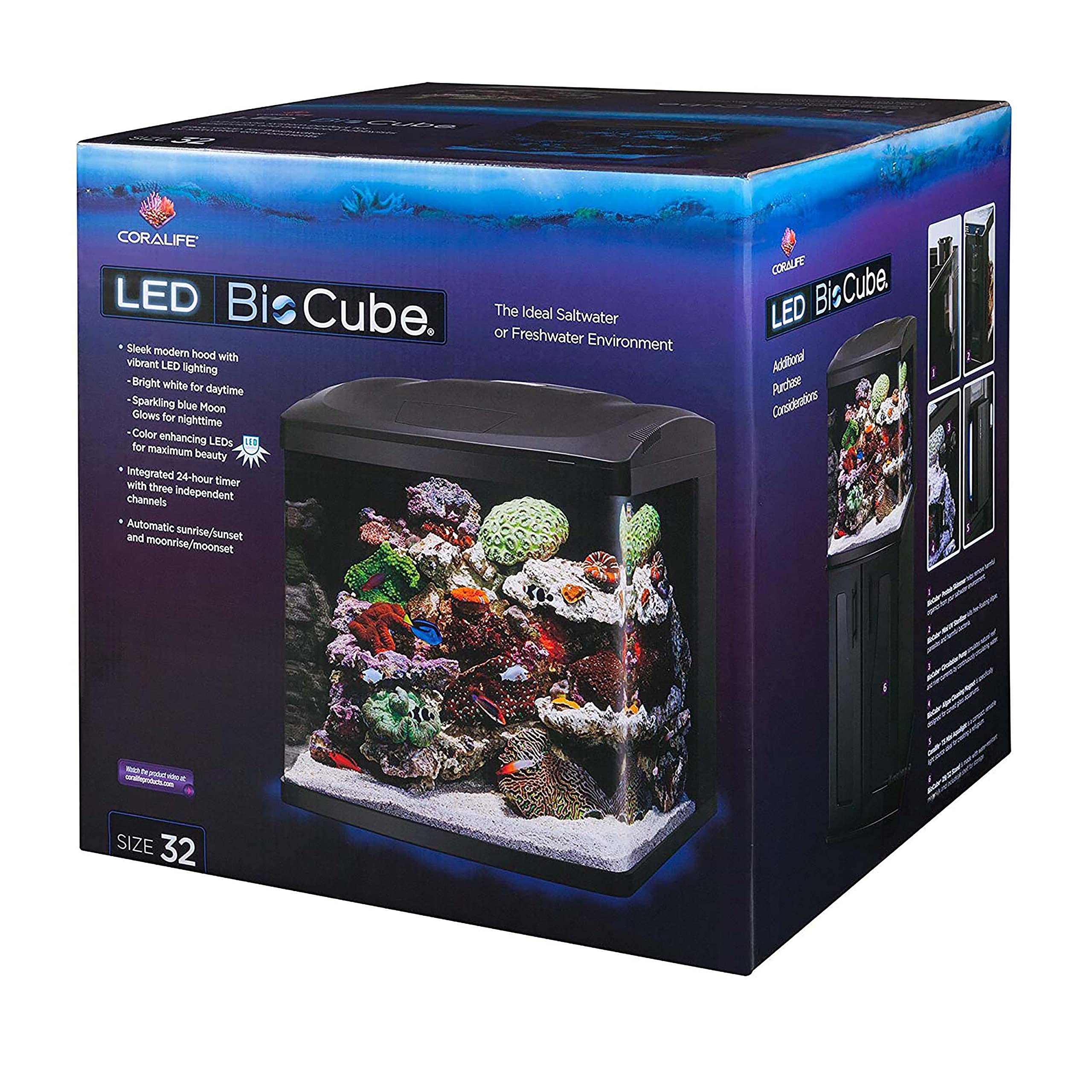 Coralife Led Biocube Aquarium Fish Tank Kit, 32 Gallon