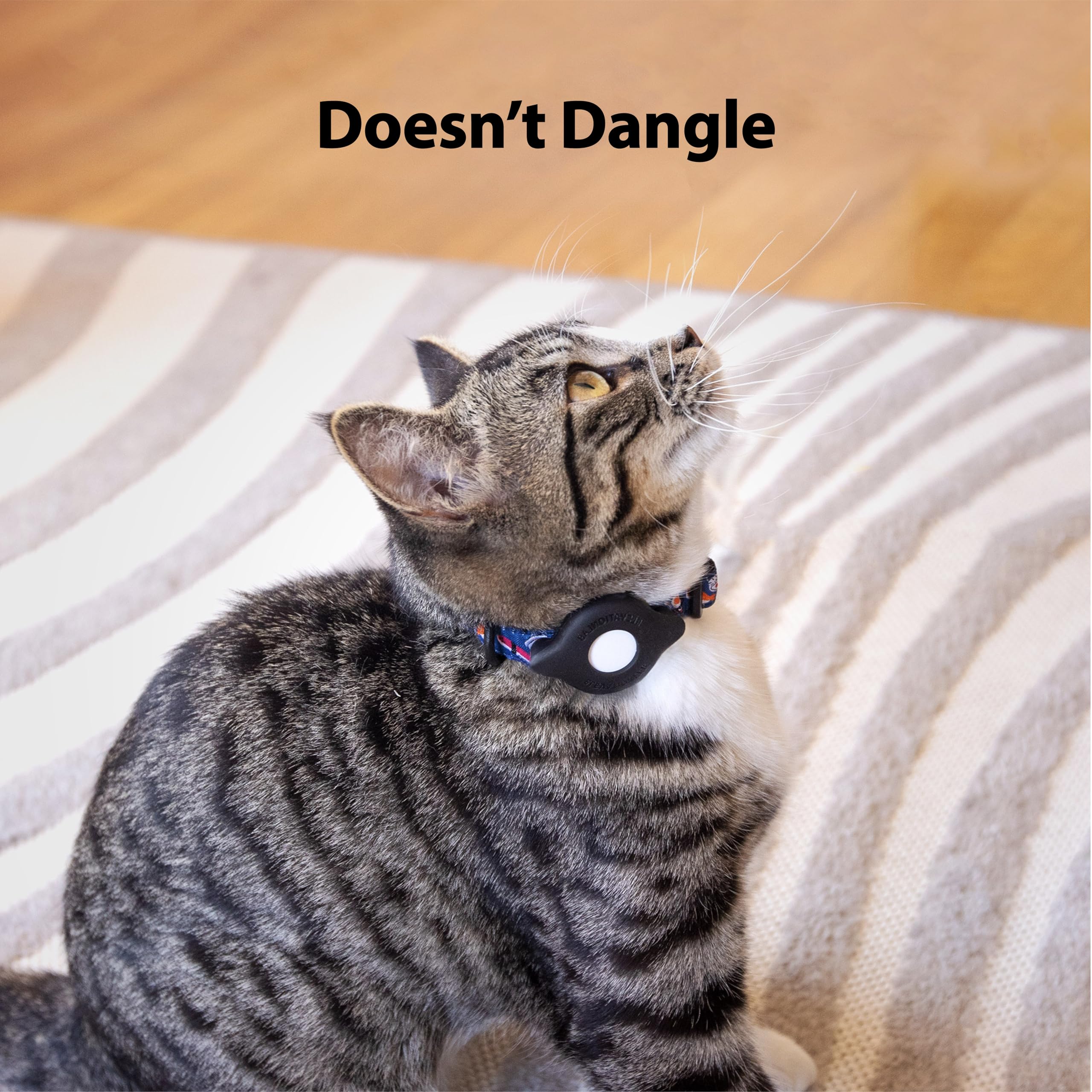 Elevation Lab TagVault AirTag Cat Collar Mount, Black, 4 Pack - Secure Holder for Cats & Small Dogs, Non-Dangling Design