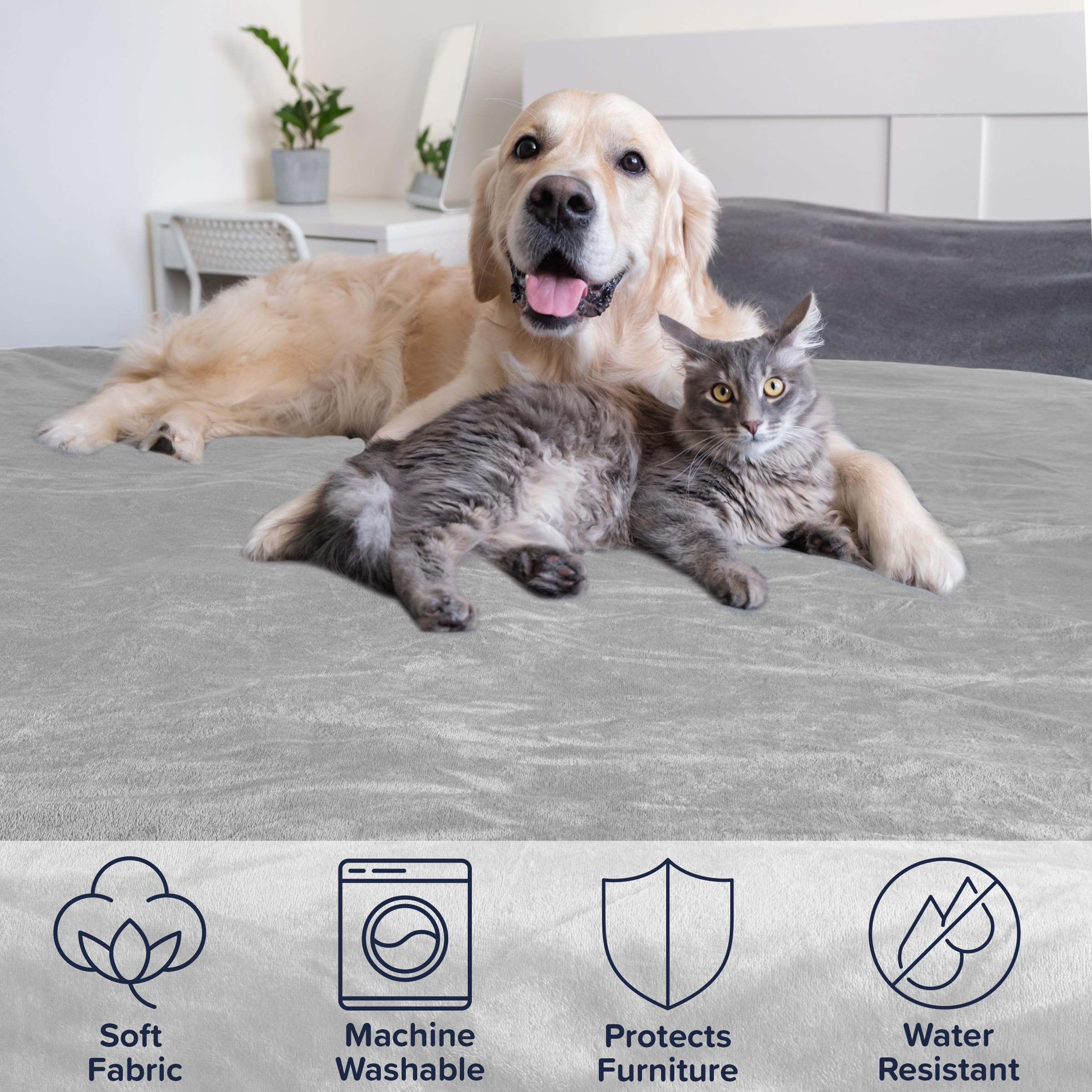 PETMAKER Dog Blanket - 80x100in Reversible Sherpa Blanket - Throw Blankets for Bed, Couch, Crate, or Car - Machine Washable Pupp