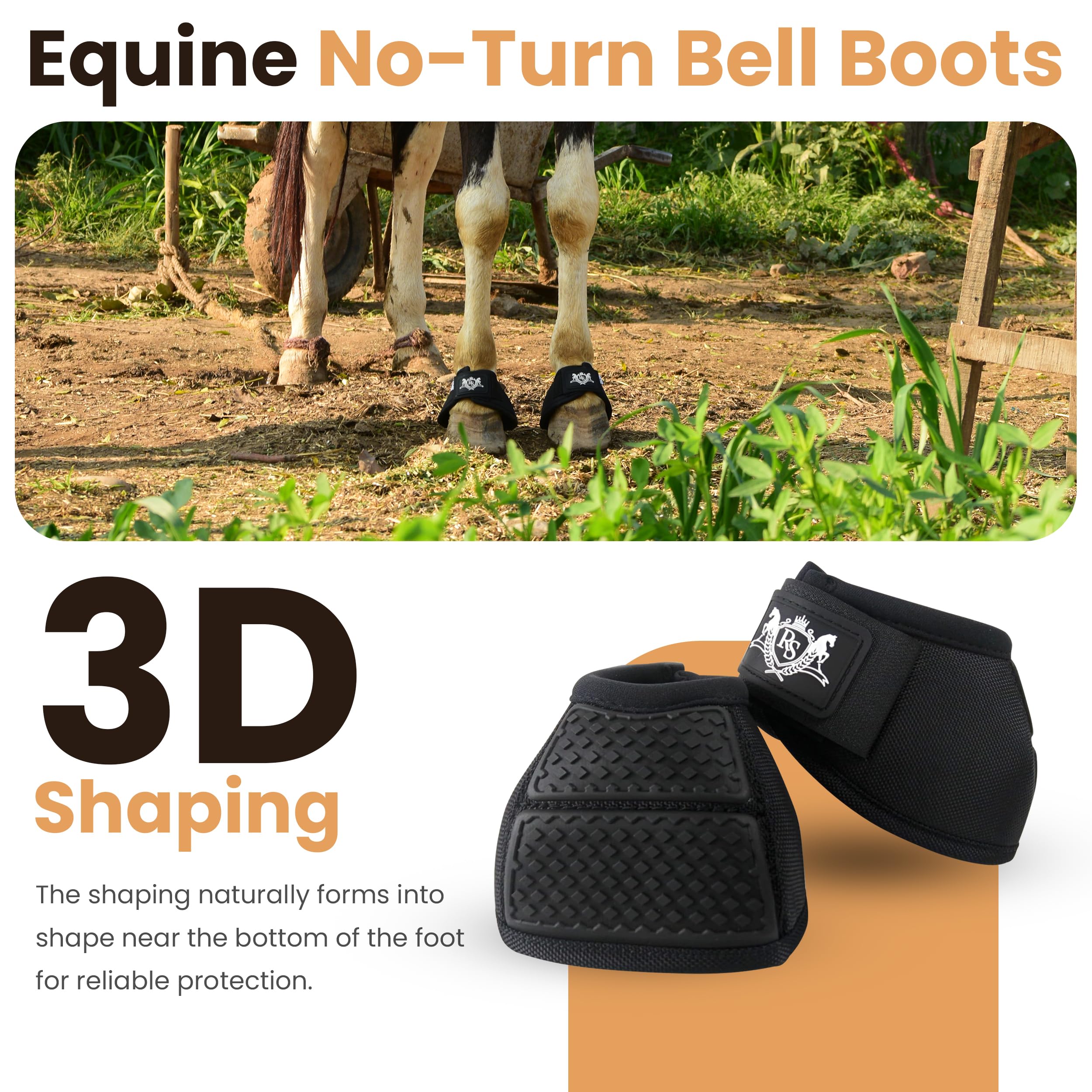 Rs Premium Horses Horse Bell Boots (Black, Large)