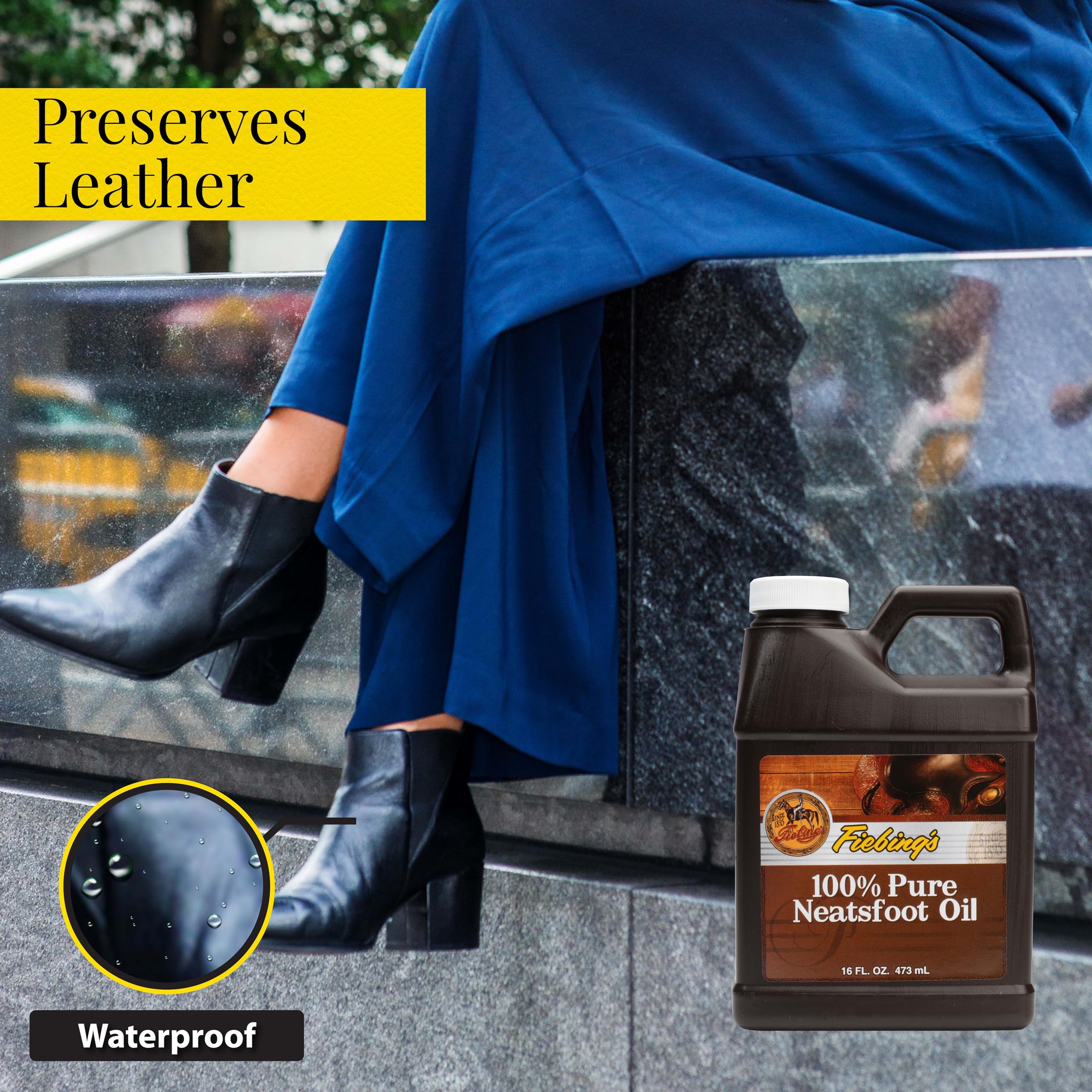 Fiebing'S 100% Pure Neatsfoot Oil 16 Oz - Leather Conditioner & Preservative With All Natural Animal Oil - Waterproof, Soften, Restore, & Strengthen Leathercraft Shoe, Boot, Belt, Saddle, Couch, Purse