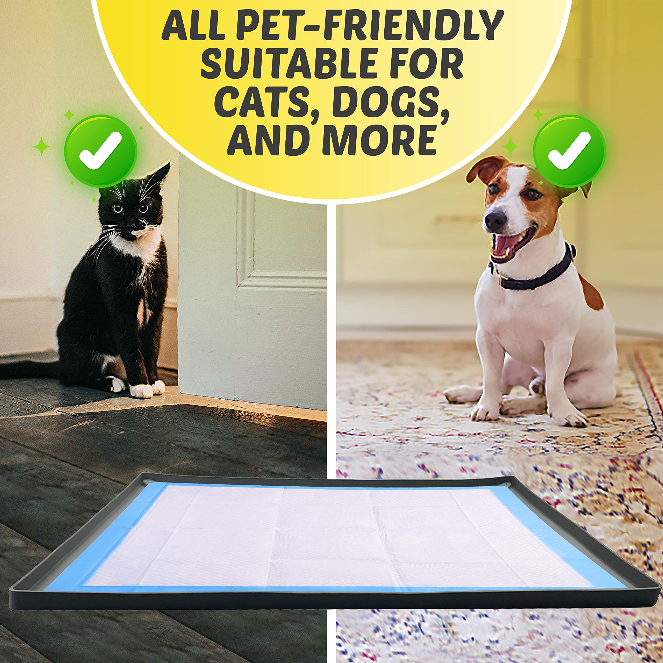 Skywin Tidyfriend Pee Pad Holder Tray 27.5 X 44 Inches, Silicone Dog Potty Tray, Easy To Clean No Spill Dog Potty Training Pad H