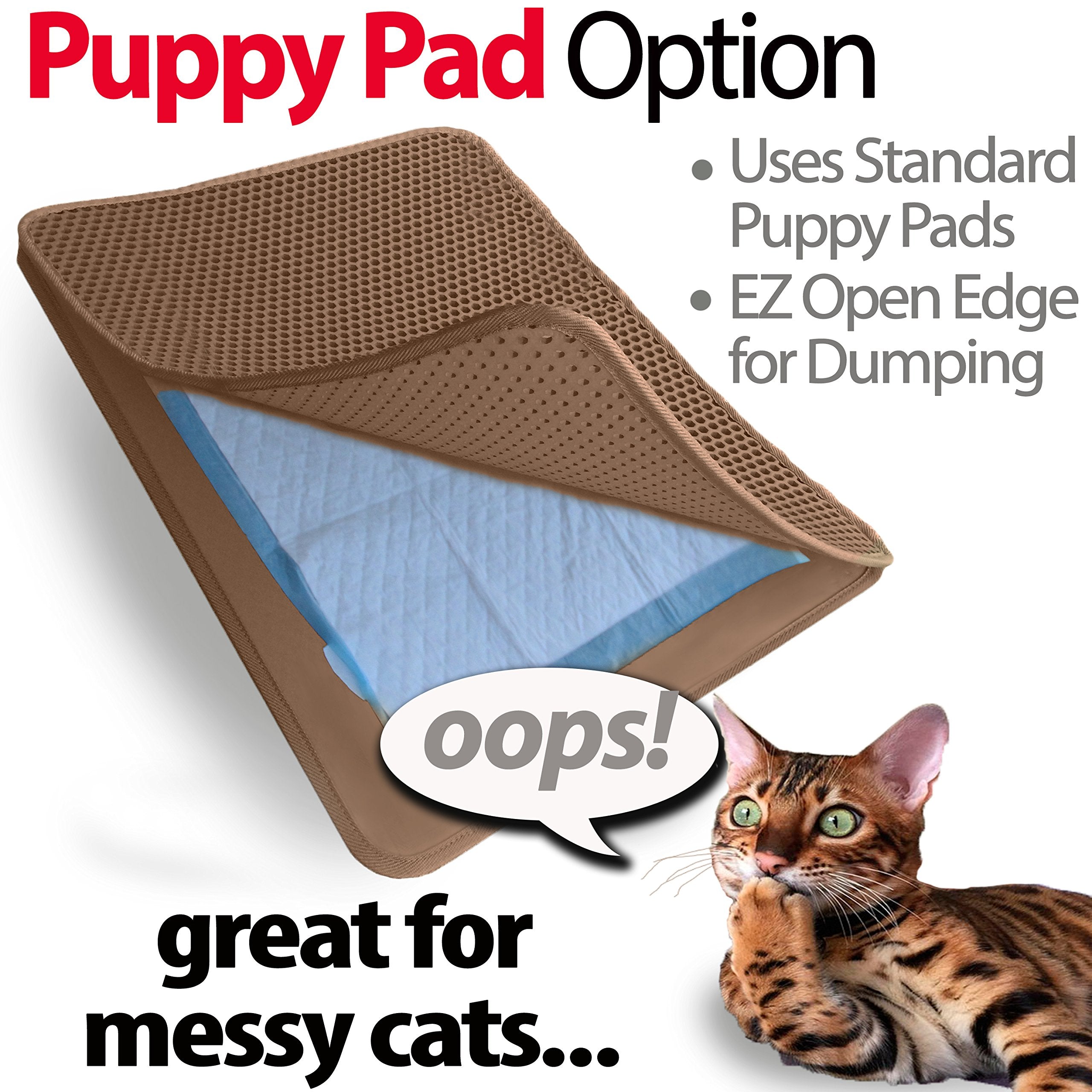 iPrimio Large Cat Litter Trapper Mat w/ Urine/Waterproof Layer - Larger Holes w/ Urine Puppy Pad Option - Cat Litter Mat, Light