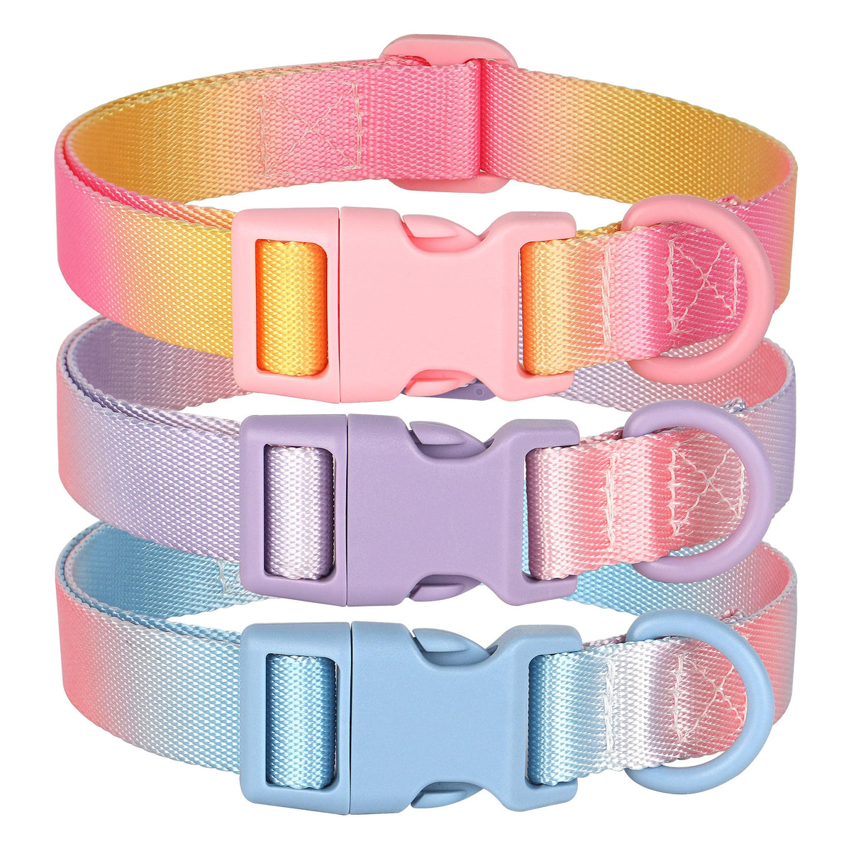 Arctideer 3 Pack Quick Release Dog Collar For Large Dogs, Random Color, Lightweight, Adjustable Dog Collar With Portable D-Ring,