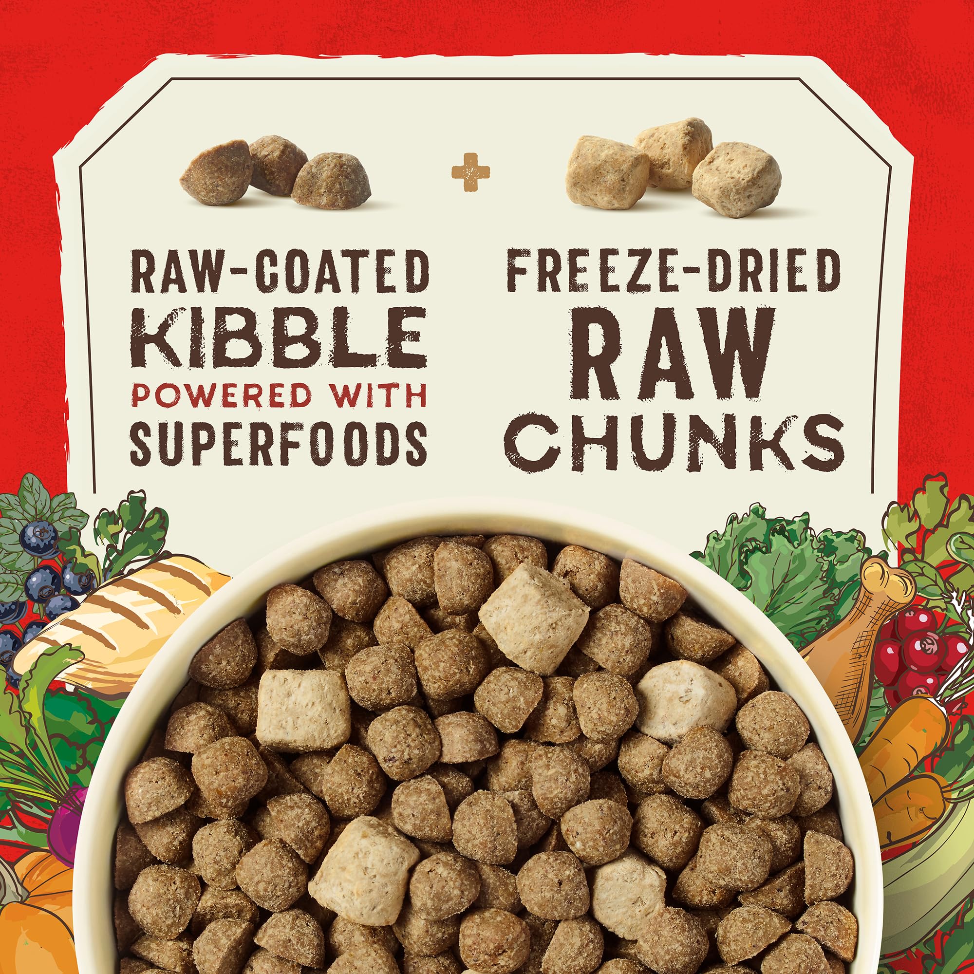 Stella & Chewys SuperBlends Raw Blend Wholesome Grains Cage-Free Chicken & Duck Recipe with Superfoods, 21 lb. Bag