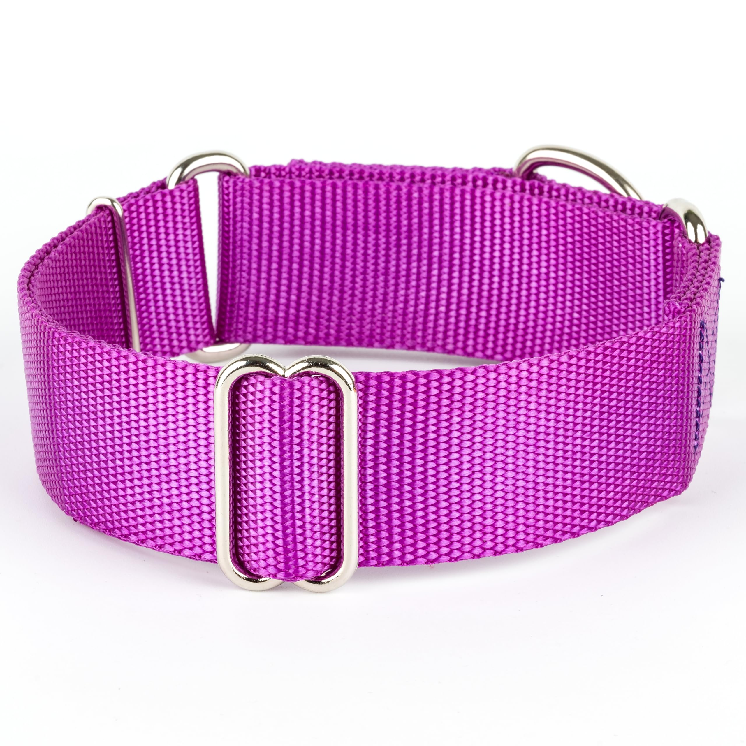 Country Brook Petz - Vibrant 18 Color Selection - 1 1/2 Inch Martingale Heavyduty Nylon Dog Collar (Large, Bright Purple)