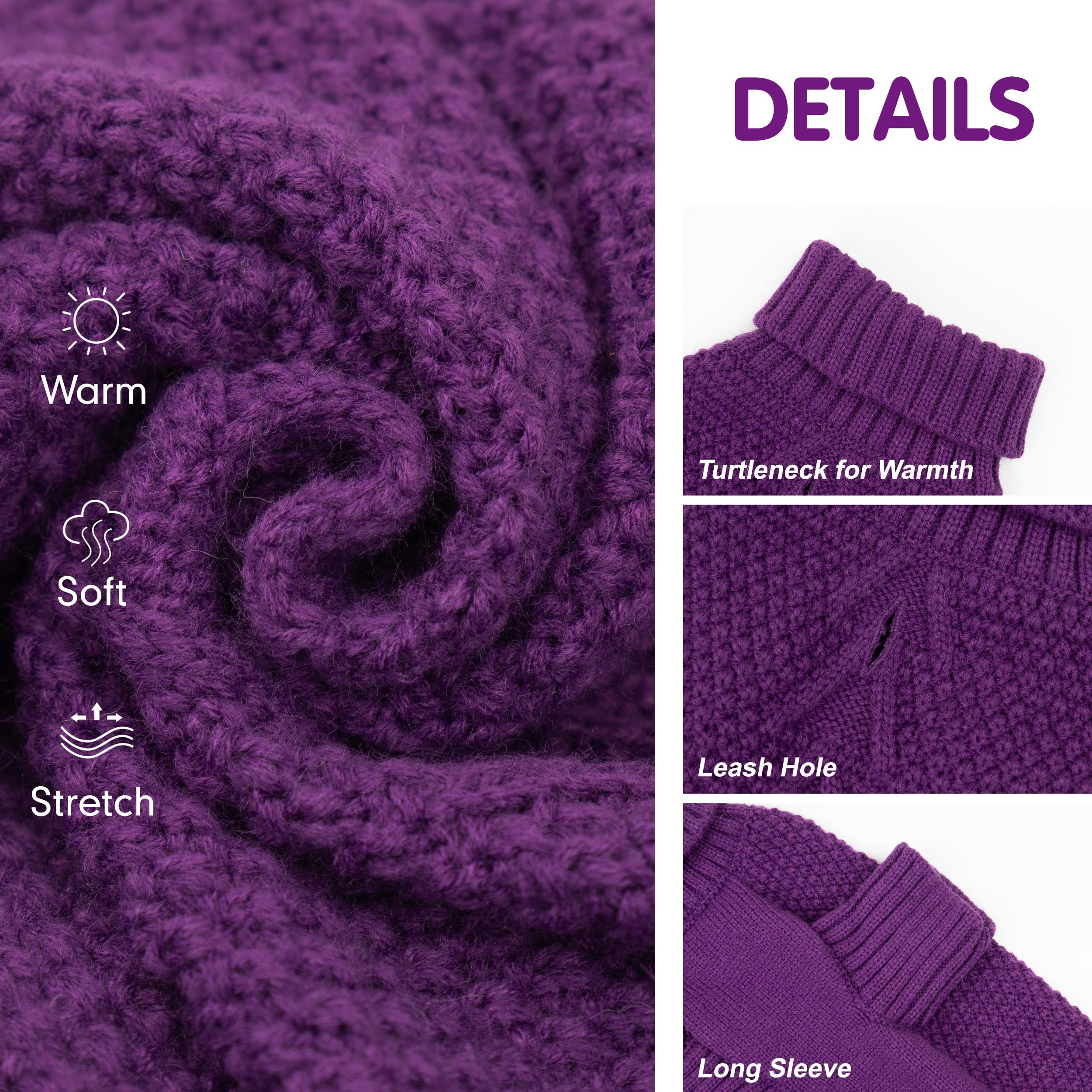 cyeollo Dog Sweater Pullover Turtleneck for Large Dogs, Classic Knitwear Fall Winter Cold Weather Dog Clothes Warm Pet Apparel M