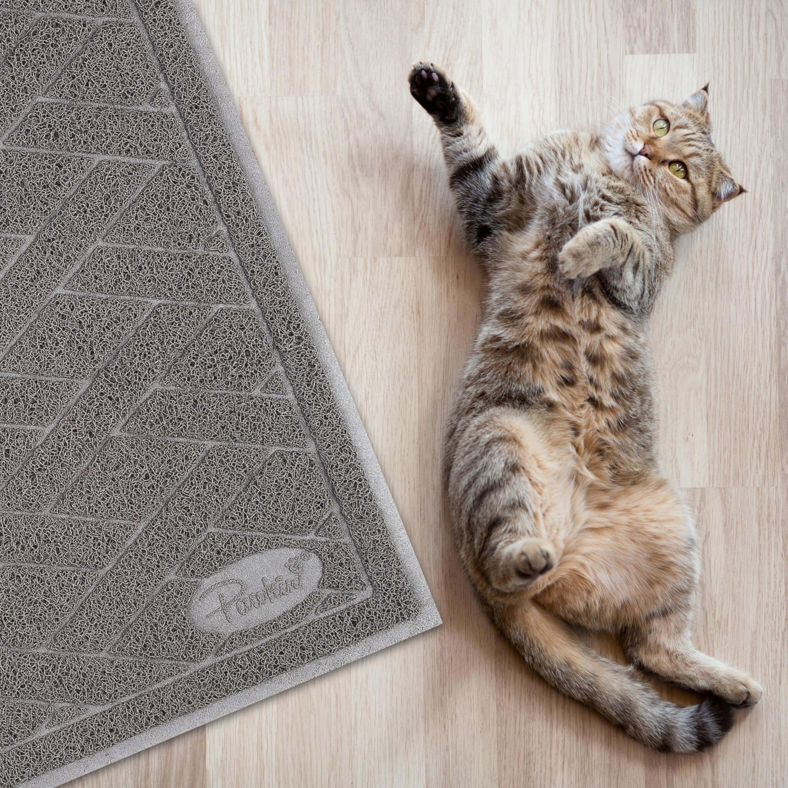 Pawkin Cat Litter Mat, Jumbo Xx-Large, 4X3 Feet, Fits Two Litter Boxes Or Extra Coverage For One Box, Gray