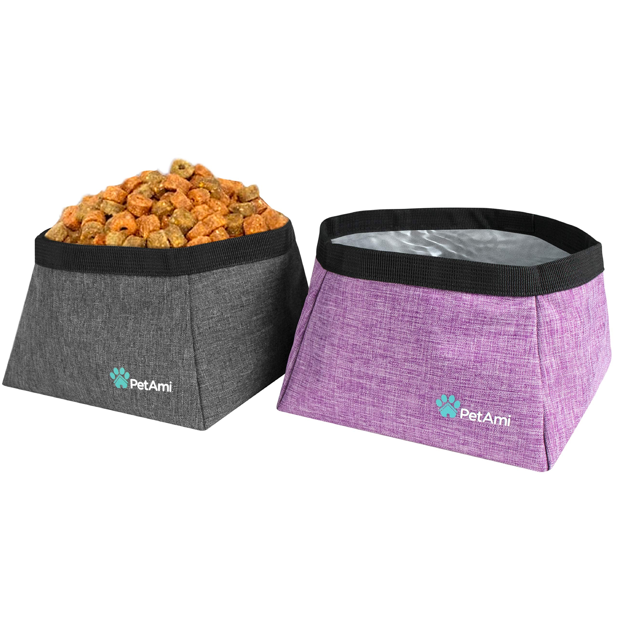 PetAmi Collapsible Dog Travel Bowls, Large Lightweight Foldable Bowl, Water Food Bowls for Pets Dogs for Hiking, Camping, Backpa