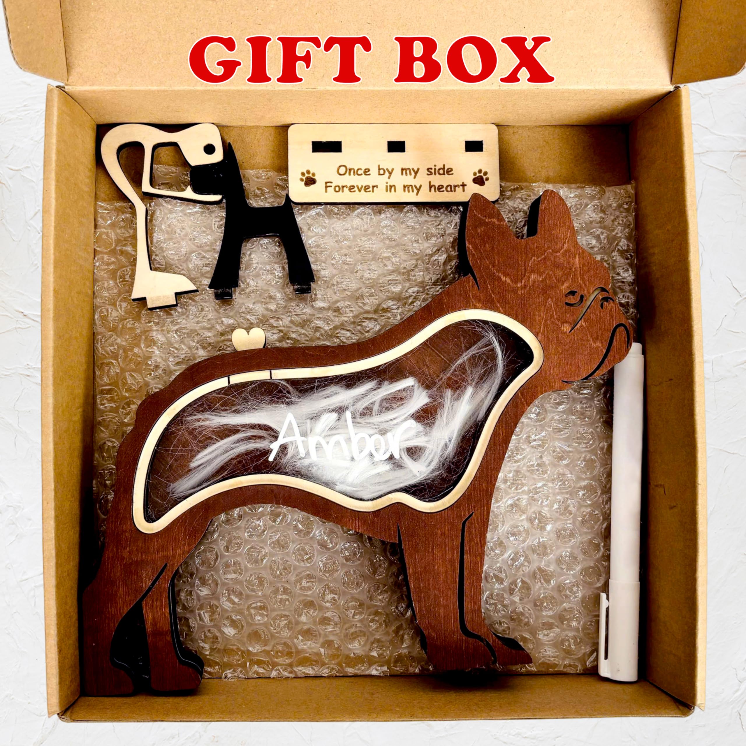French Bulldog Dog Hair Keepsake Box Wooden Pet Fur Gifts For Dog Cat Unique Dog Shape Standable Tabletop Decor Pet Dog Memorial