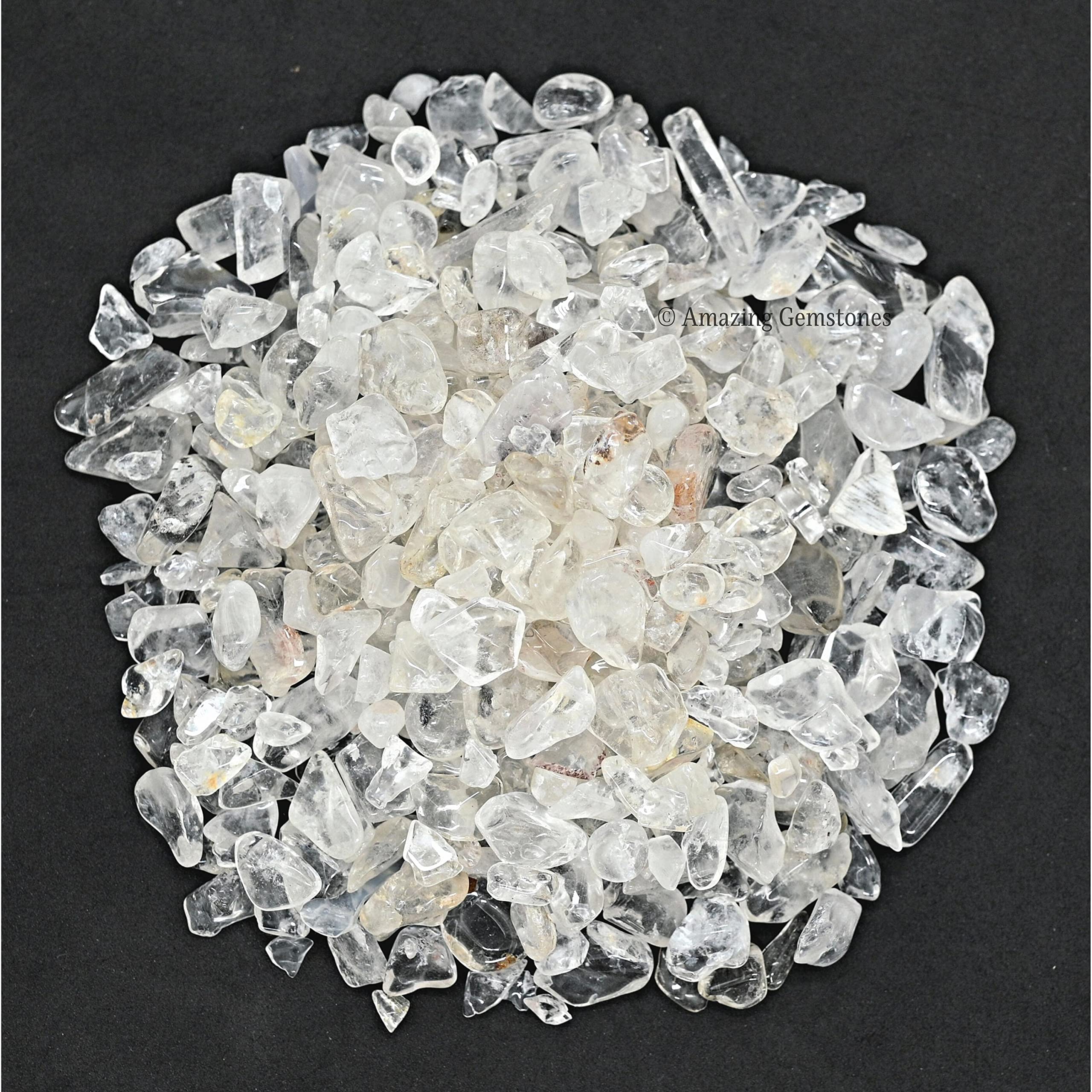 Clear Quartz Crystal Chips and Tiny Crystals for Aquarium Gravel - Bulk Fish Tank Gravel, Small Tumbled Stone Chips and Tiny Cry