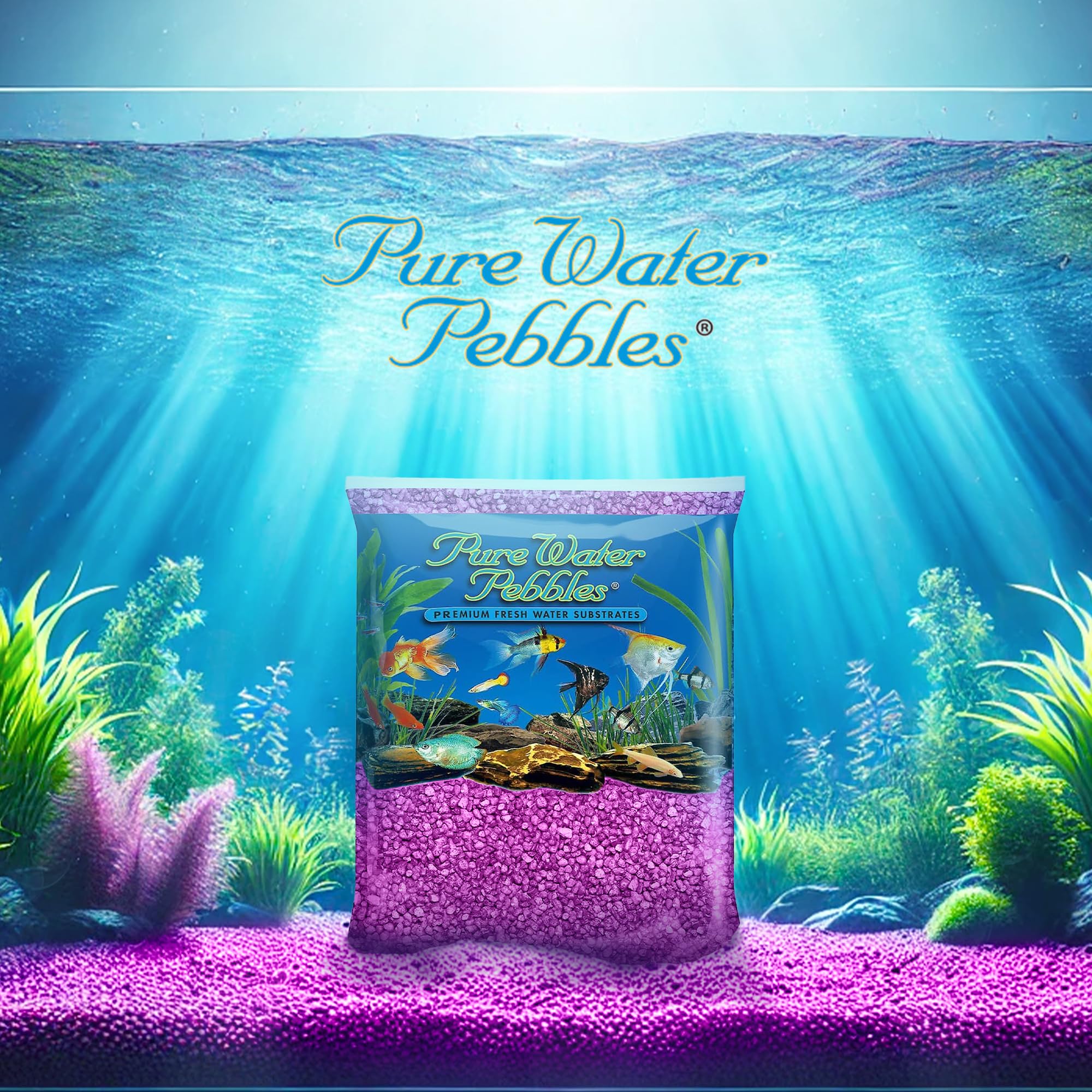 Pure Water Pebbles Purple Passion Aquarium Gravel, 2 Lbs - Premium Fish Tank Gravel, Decorative Aquarium Rocks, Ideal Fish Tank Accessories, Pebbles For Aquariums