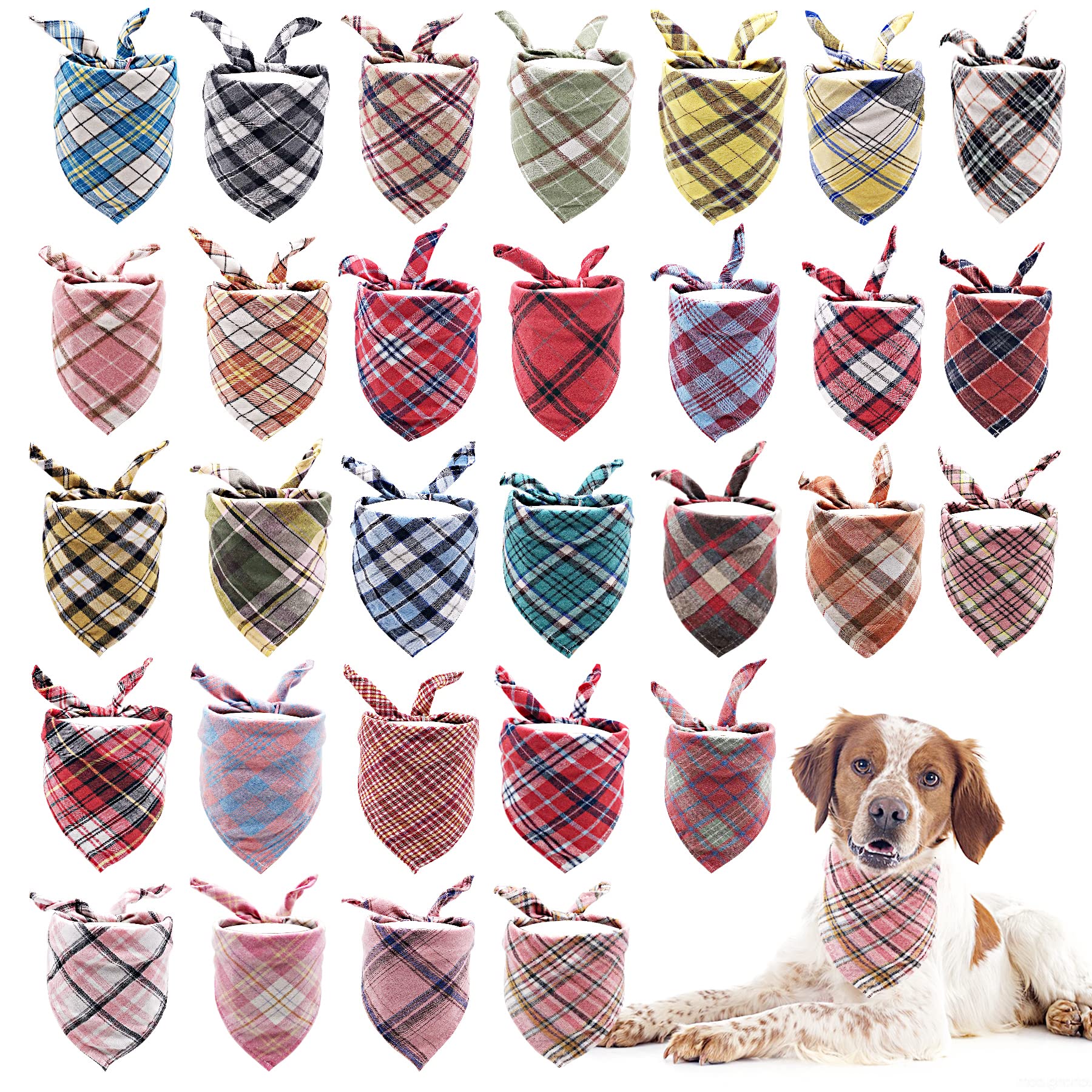 Jpgdn 100Pcs/Pack Small Dog Bandana Bulk 24.4*17.3In Pet Bandanas Pack Kerchief Washable Triangle Bibs Head Scarves Scarfs Rando