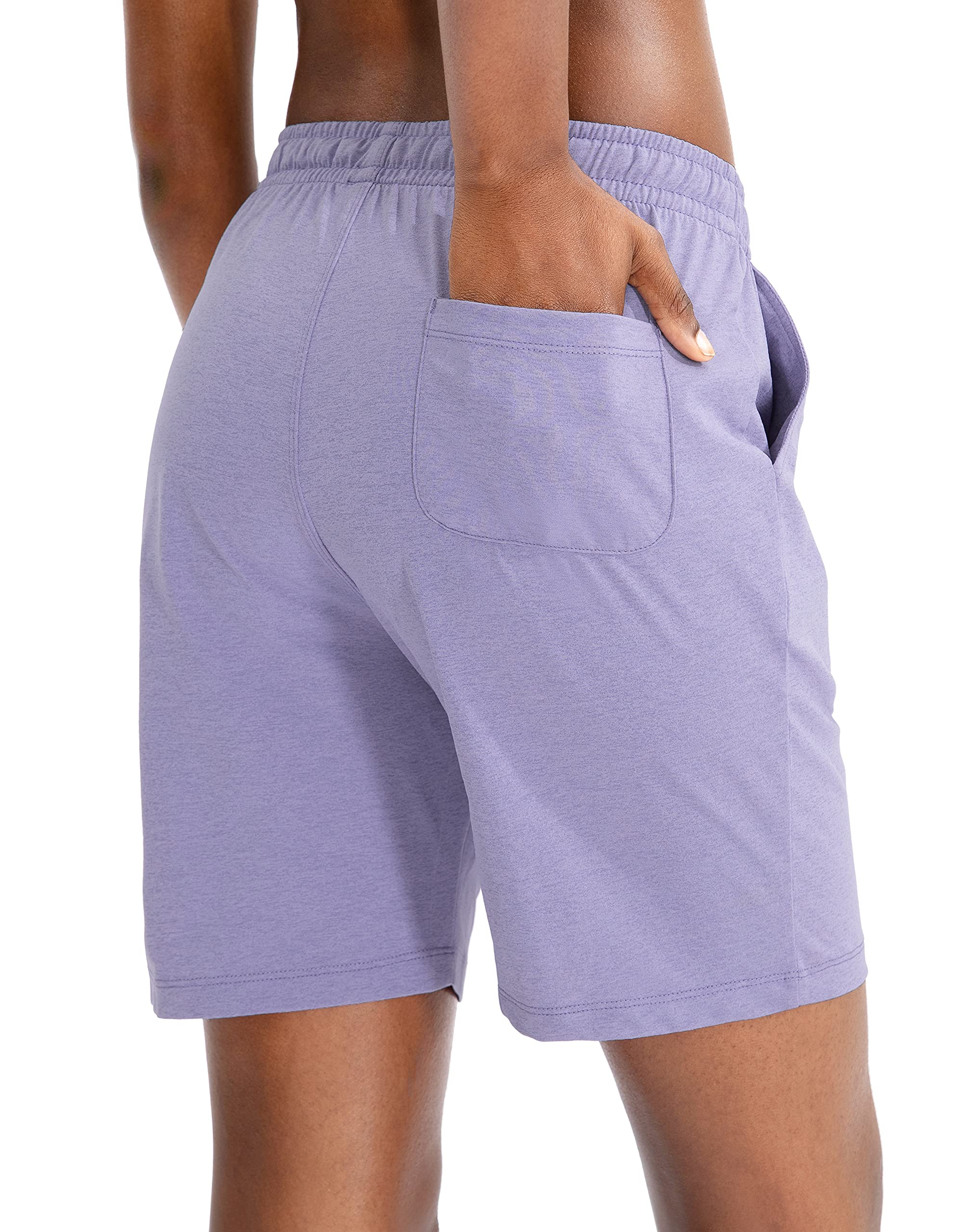 Womens Bermuda Shorts Jersey Shorts With Deep Pockets 7 Long Shorts For Women Lounge Walking Athletic (Purple, Xx-Large)