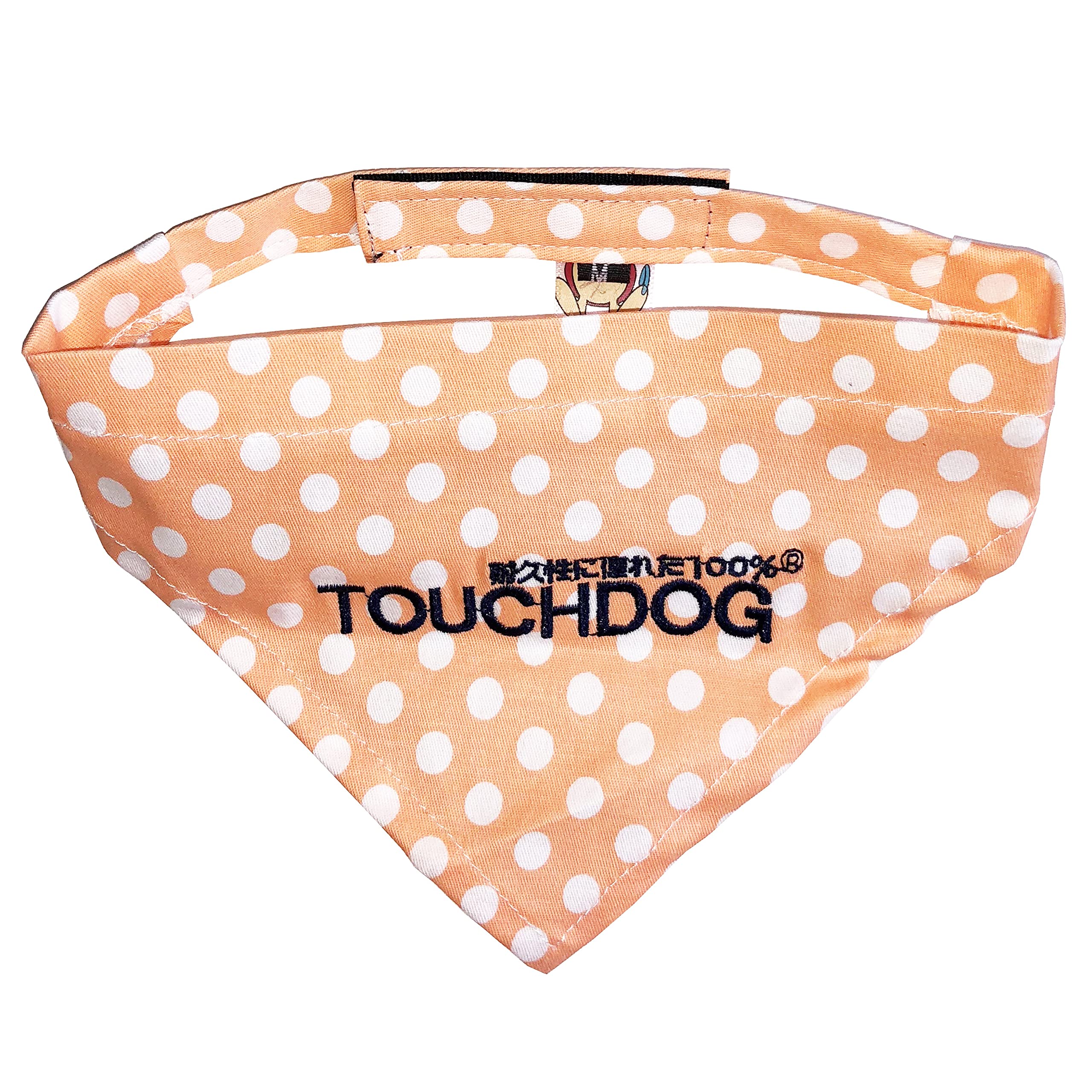 Touchdog Badtothebone Polka Patterned Fashionable Velcro Bandana, Small, Orange