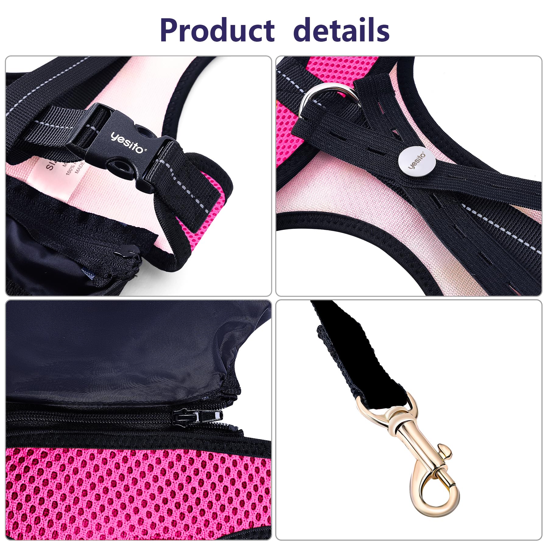 Yesito Chicken Harness Hen Size With 6Ft Matching Leash – Adjustable, Resilient, Comfortable, Breathable, Large Size, Suitable For Chicken Weighing About 6.6 Pound,Pink