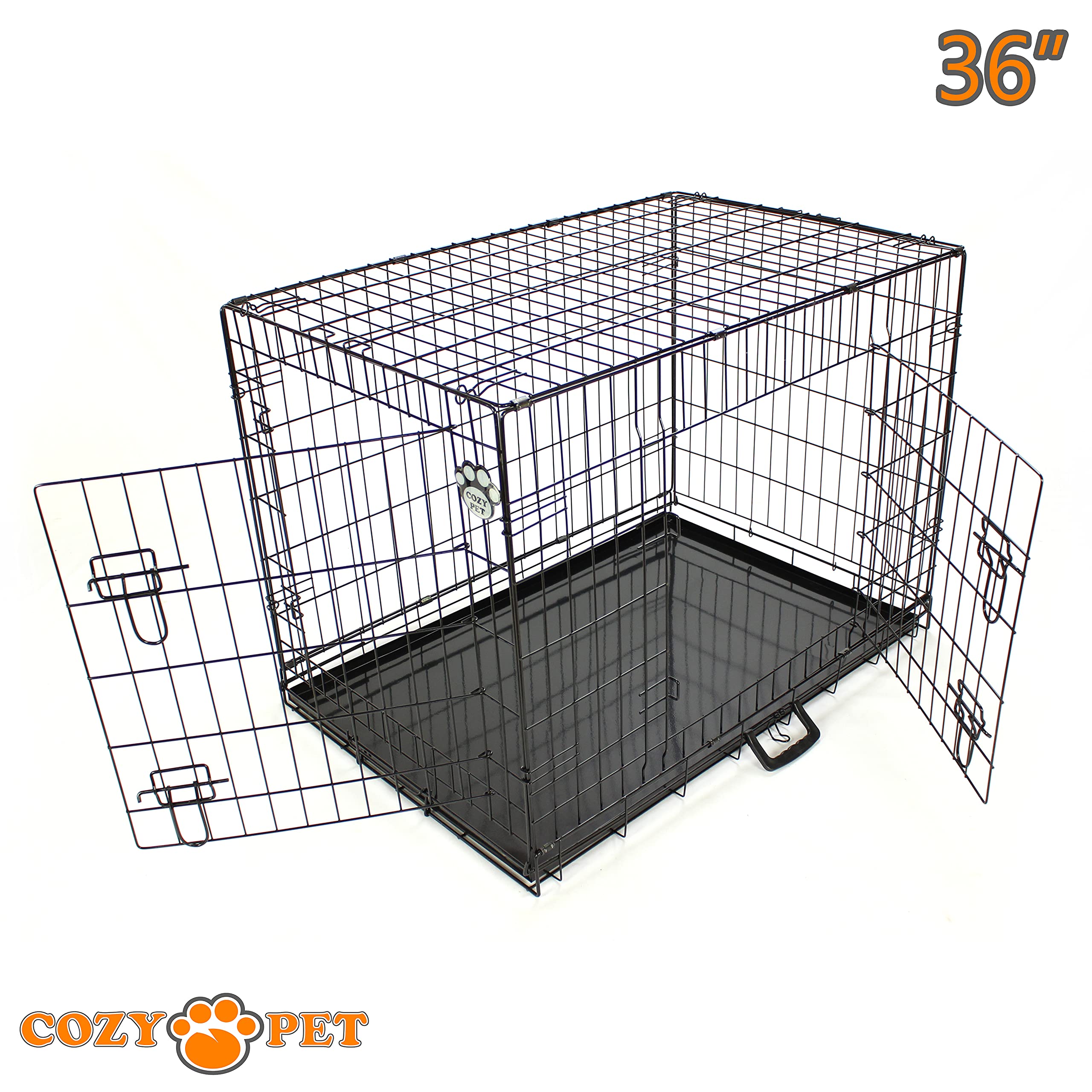 Cozy Pet Dog Cage 36' Black Metal Tray Folding Puppy Crate Cat Carrier Dog Crate Dc36B. (We Do Not Ship To The Channel Islands.)
