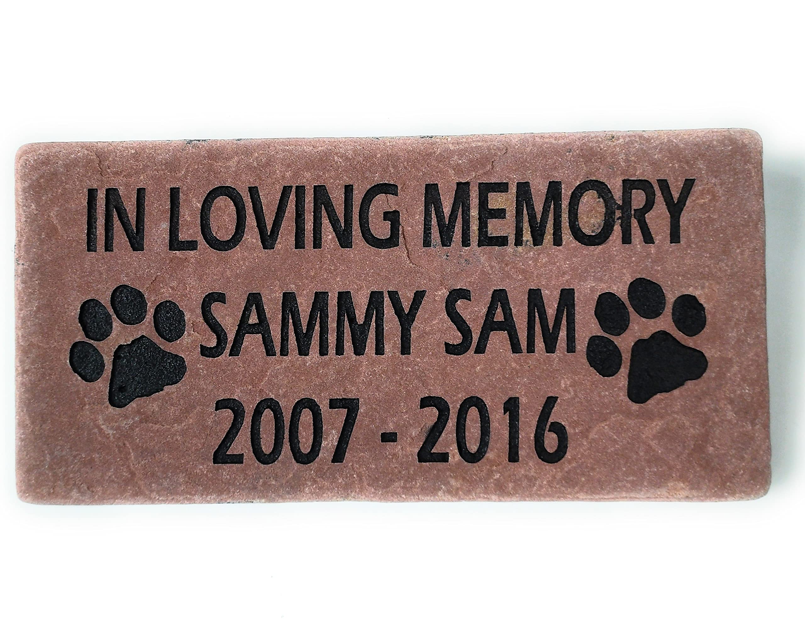 GraphicRocks 6 inch x 12 inch Natural Red Stone Engraved Pet Memorial Stone Headstone Grave Marker Pet Loss Gift Personalized wi