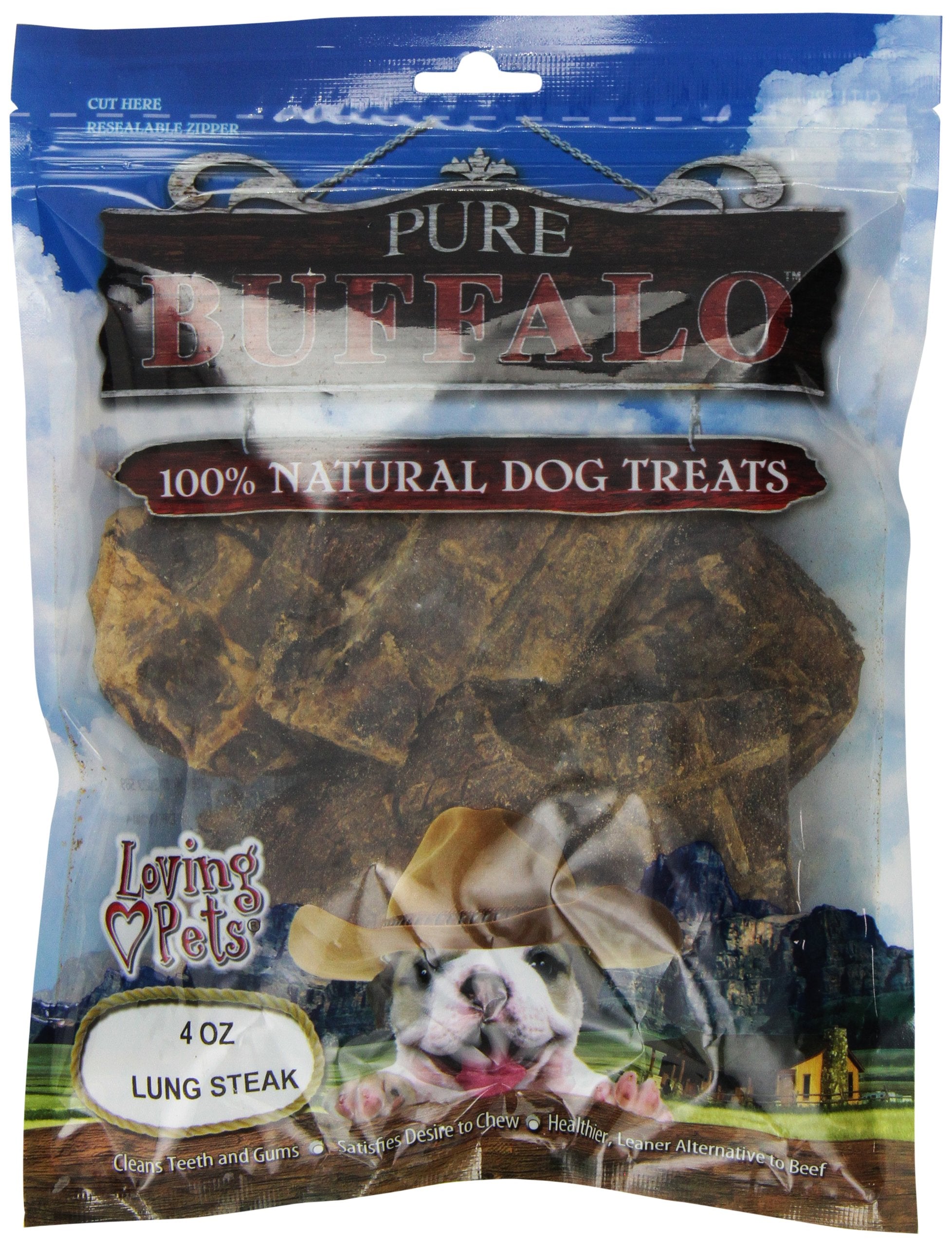 Loving Pets Pure Buffalo Lung Steaks Dog Treat, 4 -Ounce