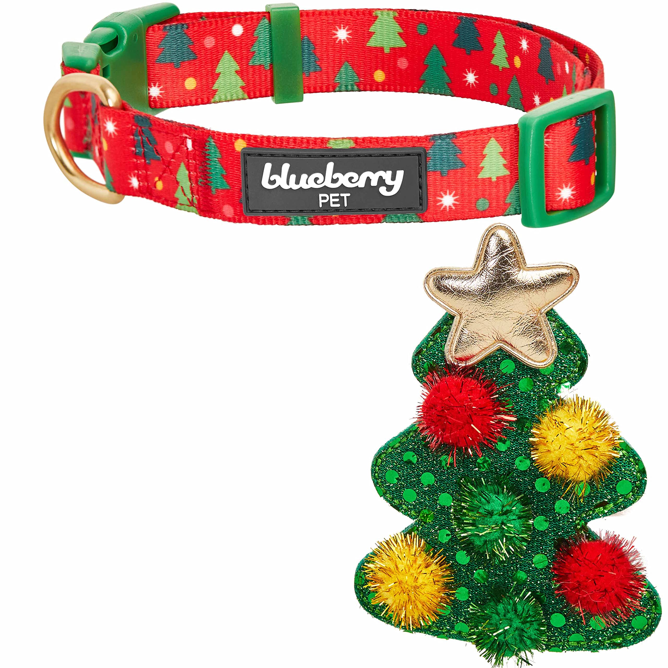 Blueberry Pet Christmas Holly Adjustable Dog Collar With Stunning Bowtie D  Cor, Large, 18'-26' Neck, Award-Winning Holiday Do