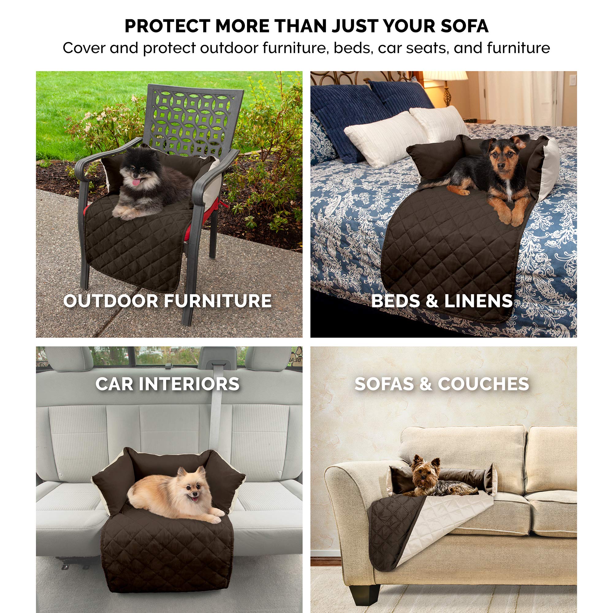 Furhaven Water-Resistant & Reversible 30' Wide Seat Cover Protector For Dogs & Cats, Perfect For Couches, Beds, & Car Seats - Sofa Buddy Bolster Seating Protector - Espresso/Clay, Medium