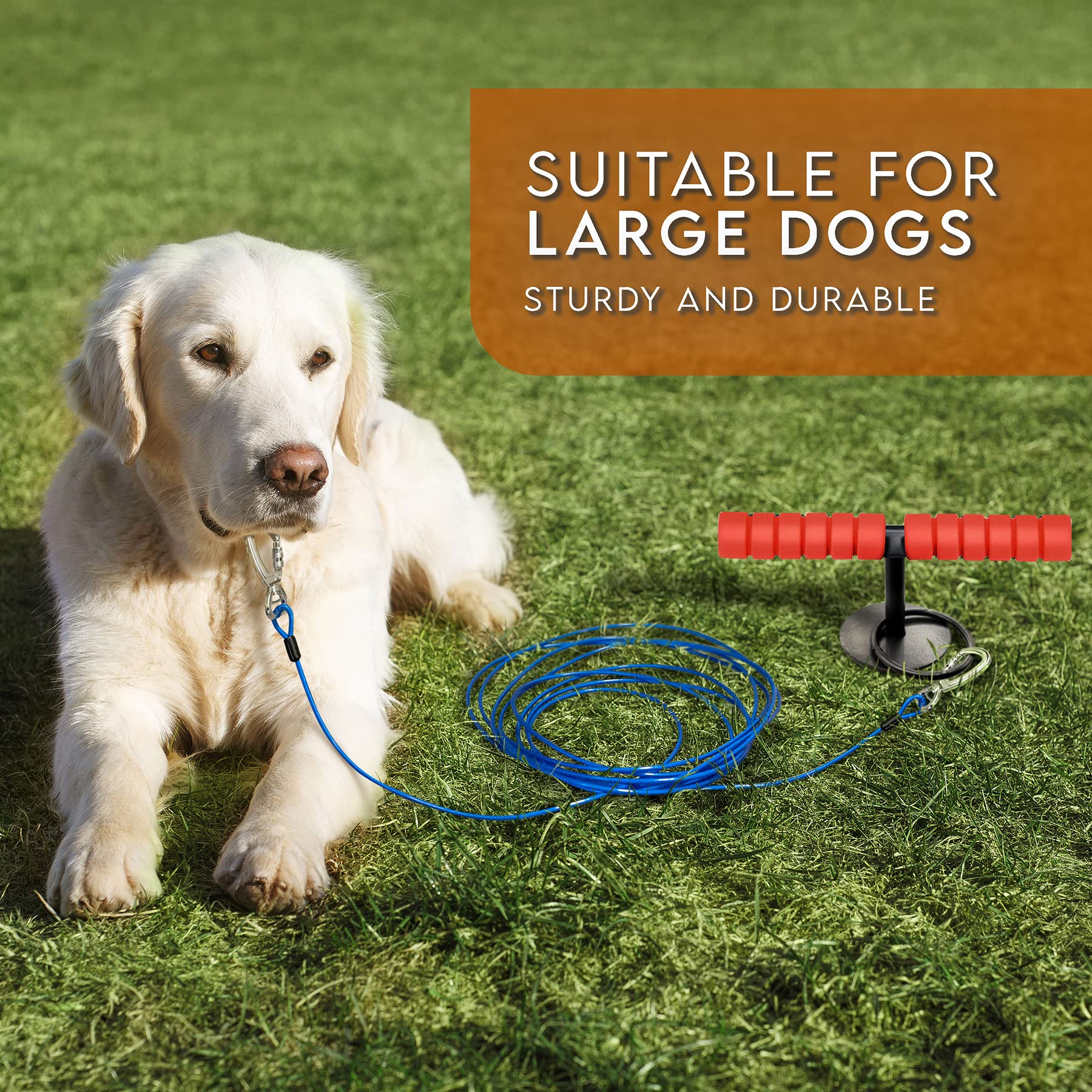 Sliridog Dog Tie Out Stakes,Heavy Duty Stake for Large Dogs,Strongest Dog Anchor Holds 2 Large Dogs Up to 200 lbs,Free and Safe