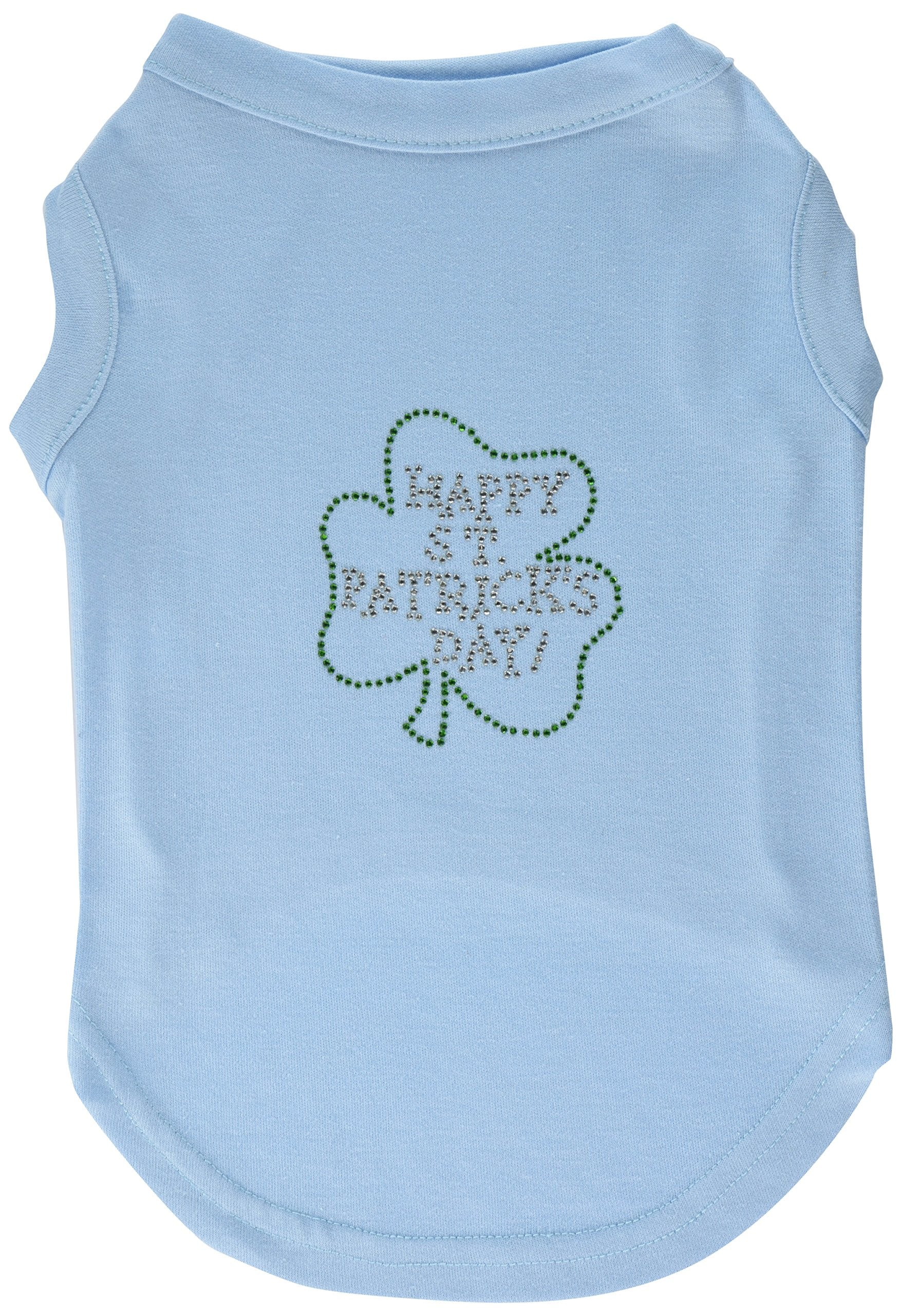 Pet Dog & Cat Shirt Rhinestone, 'Happy St. Patrick'S Day' Baby Blue Lg (10-14 Lbs.)