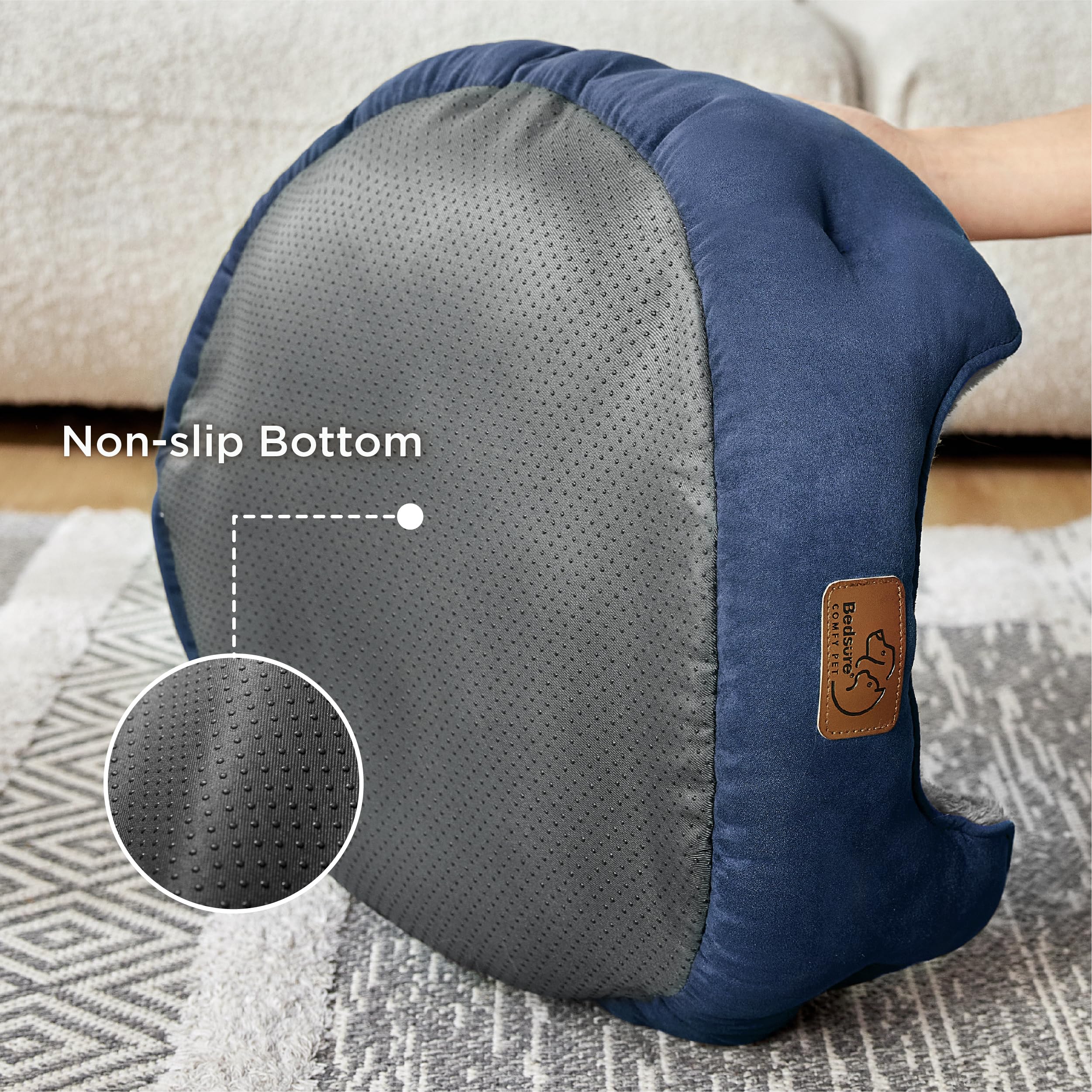 Bedsure Dog Beds For Small Dogs - Round Cat Beds For Indoor Cats, Washable Pet Bed For Puppy And Kitten With Slip-Resistant Bottom, 25 Inches, Navy