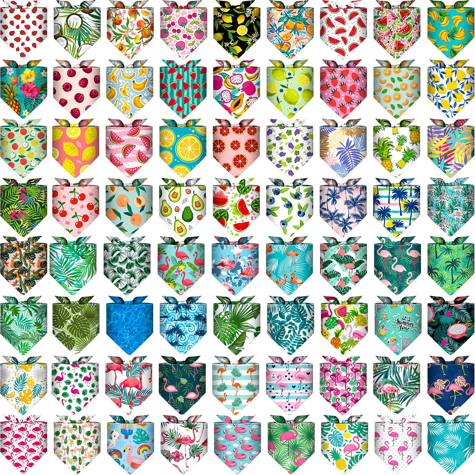 72 Packs Dog Bandanas Bulk Buffalo Plaid Cat Bandana Summer Scarf Triangle Fruit Drool Bibs Washable Adjustable Kerchief Dog Cat