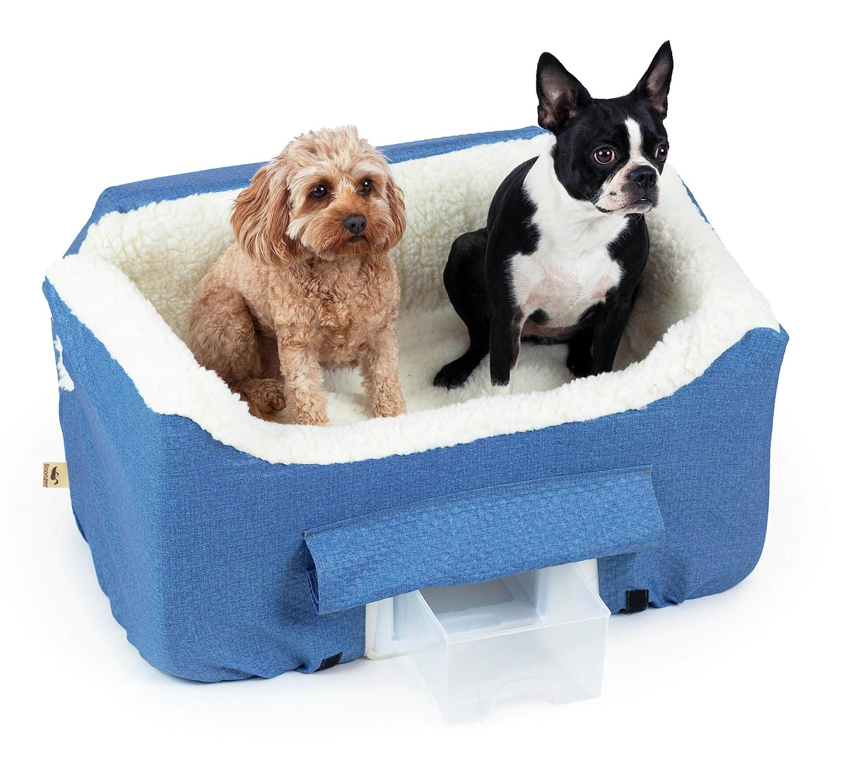 Snoozer Dog Car Seat With Storage Tray: Lookout Ii Dog Booster Car Seat Medium Sized Dog, Size: Large, Fabric: Denim Diamond, Pet Car Seat To Help Car Sickness For Dogs, Removable Washable Cover