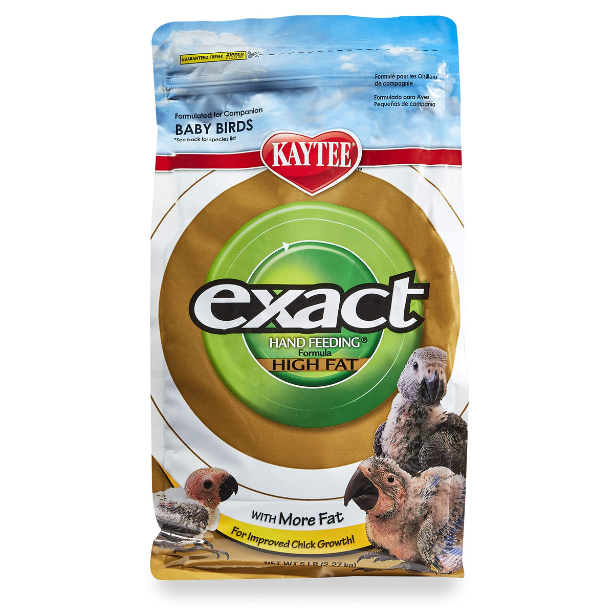 Kaytee Exact Hand Feeding High Fat Formula Pet Bird Baby Food For Parrots, Parakeets, Lovebirds, Cockatiels, Conures, Cockatoos,