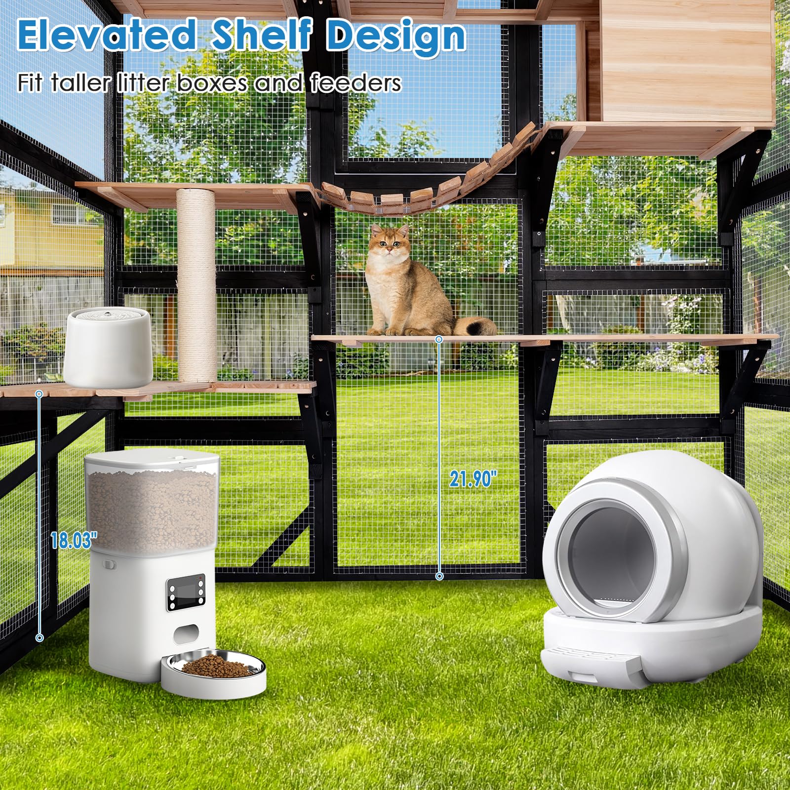 Funxplore Large Catio Outdoor Cat Enclosure Window 73'' H Walk-In Cat House Kitty Cage For Multiple Indoor Outdoor Cats Outside