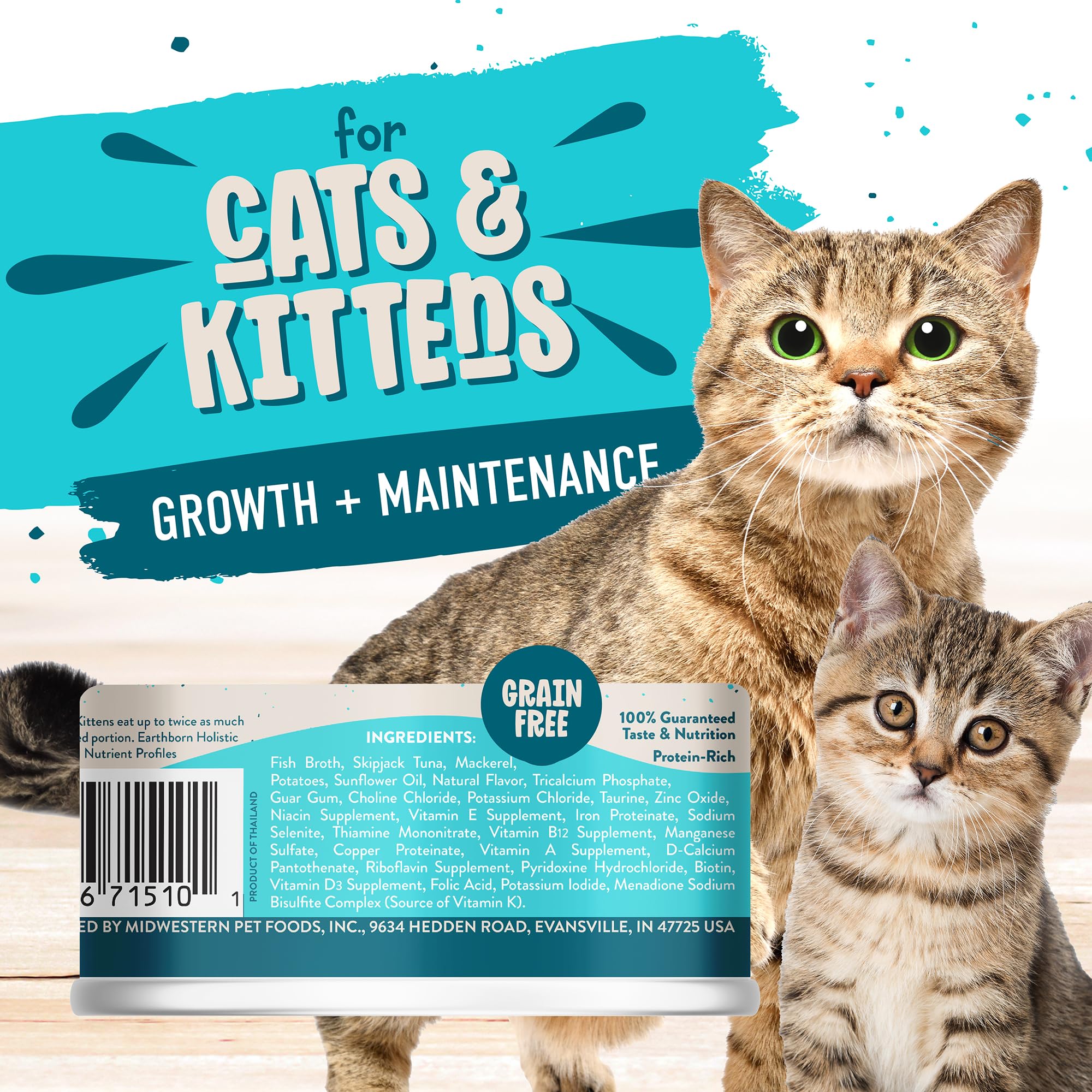 Earthborn Holistic Monterey Medley Skipjack Tuna and Grilled Mackerel Dinner Wet Cat Food, 3-Ounce Per Pacakge, 24-Pack