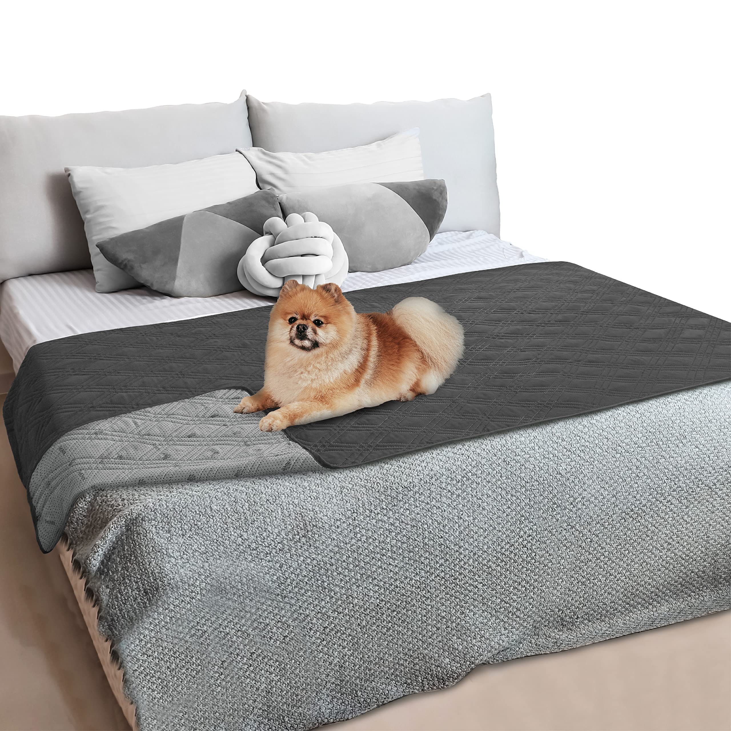 Petami Waterproof Dog Bed Cover Pet Blanket For Small Medium Dog, Couch Cover Sofa Furniture Protector For Dogs Cat, Reversible Water-Resistant Anti-Slip Pad Mat Quilt Washable, 30X70 Gray
