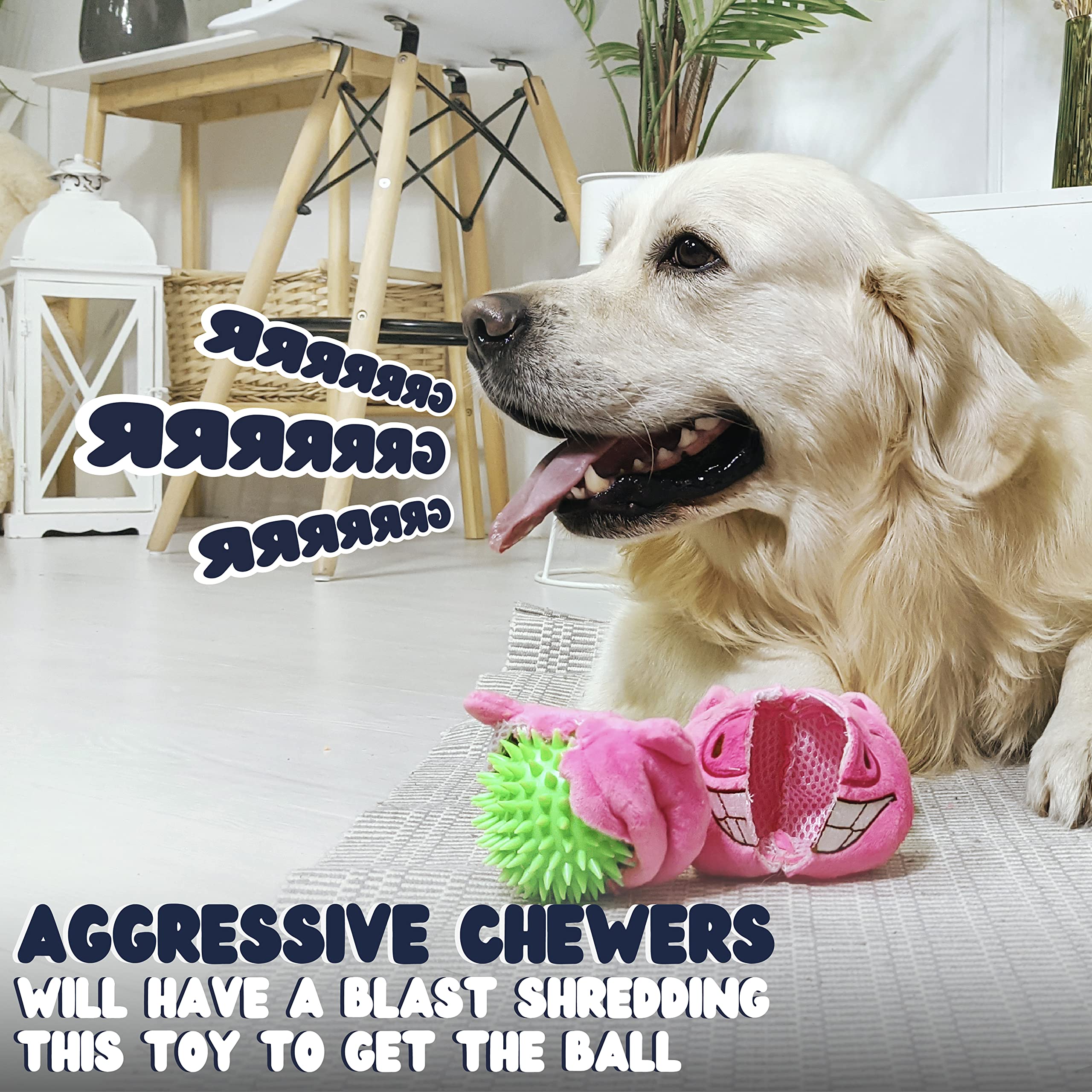 Zenapoki Dog Toys For Aggressive Chewers (3In1) - Squeaky Dog Toys Interactive - Dog Toys For Medium Dogs, Large & Small Breeds - Puppy Teething Chew Dog Toy - Juguetes Perros - Grey
