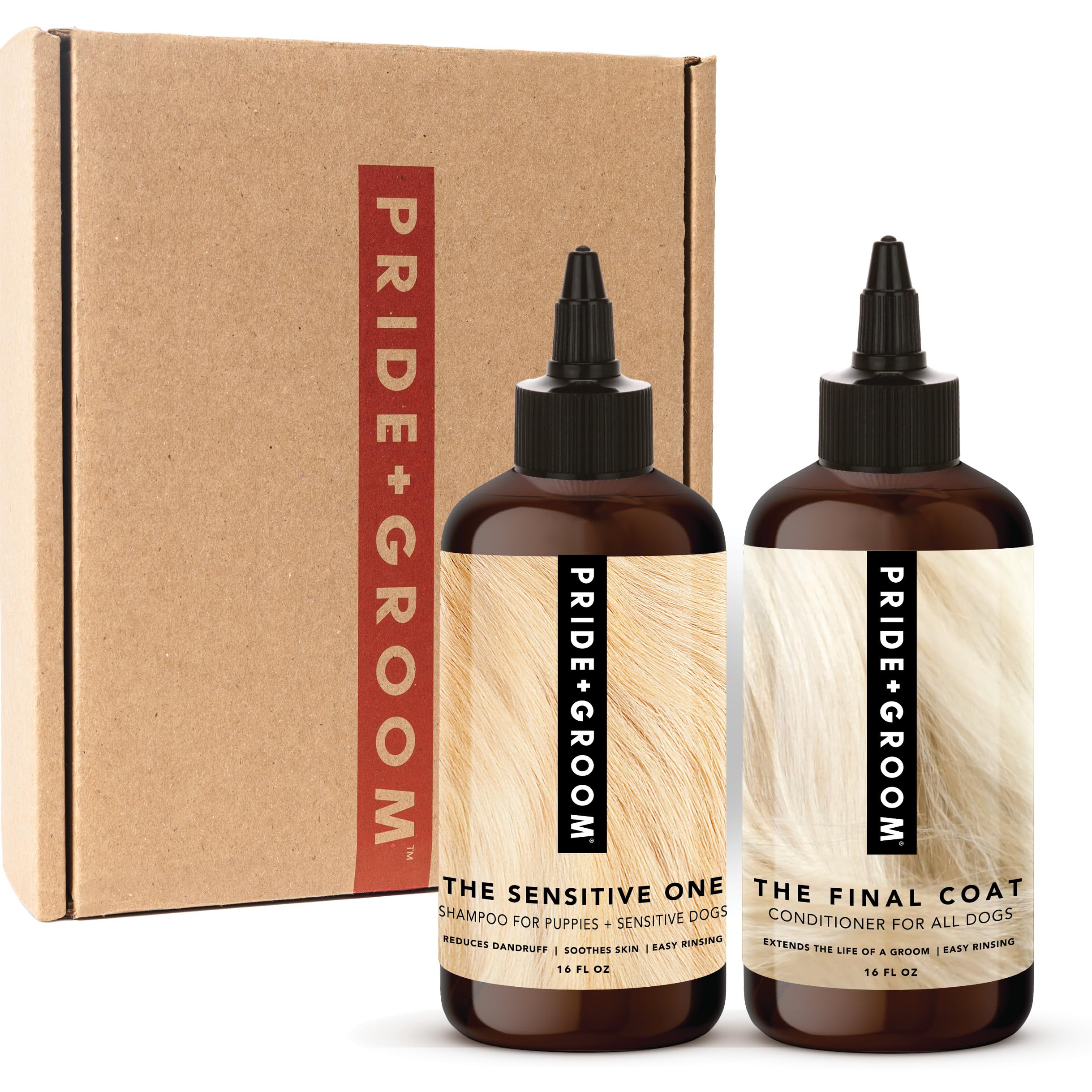 Pride And Groom The Sensitive One Box Set - Dog Shampoo & Conditioner With All Natural Blend Of Essential Oils & Ingredients To 