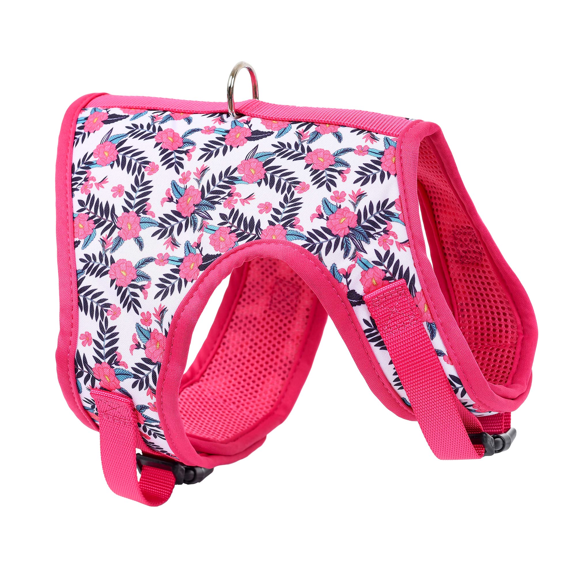 Mile High Life | Easy Get On Air Mesh Vest Harness | Spring Floral Collection | Adjustable Easy Closures Both Neck And Chest |20 Lbs Small Dogs & Cats | Peony | M Chest Size (18'-20')